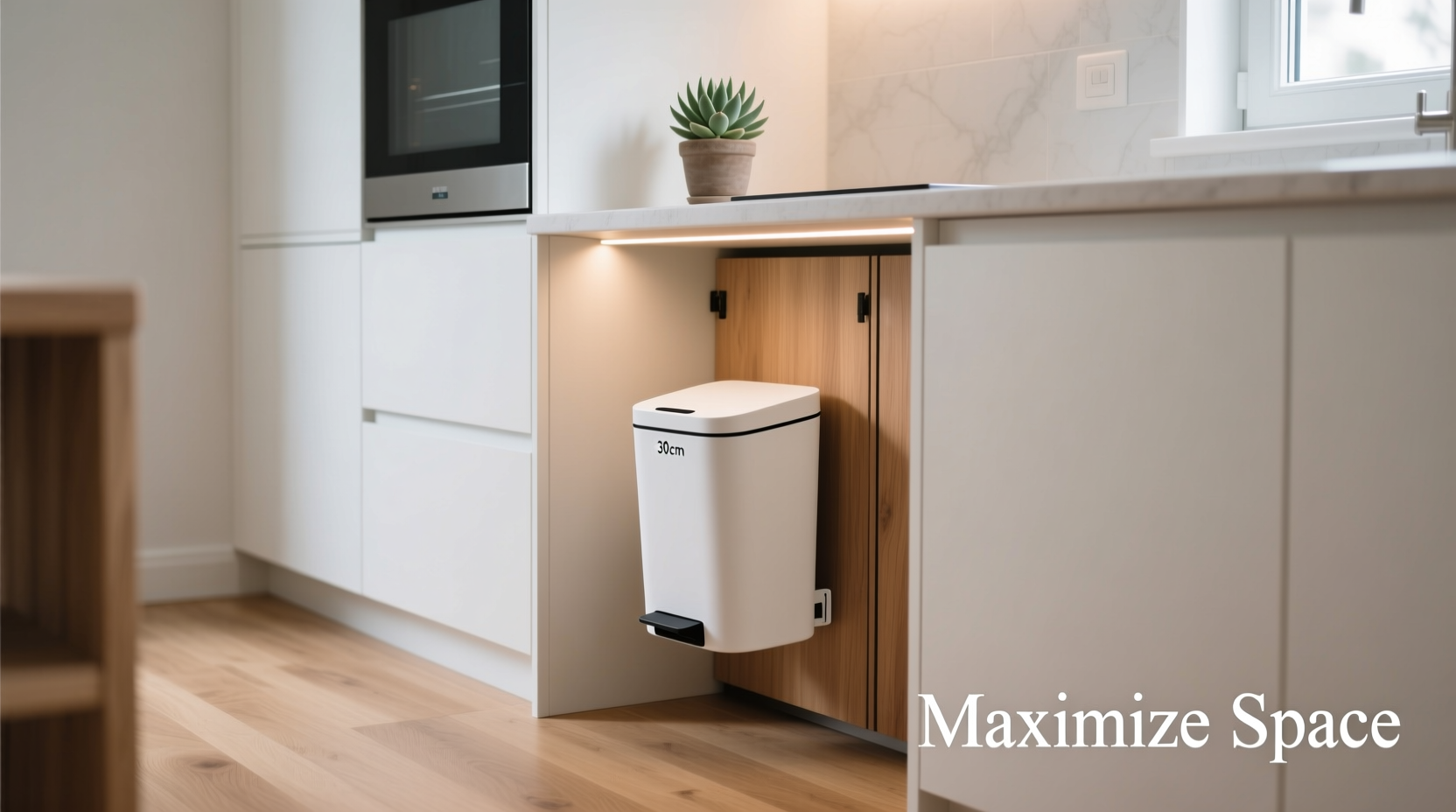 creative strategies to maximize space using a small nordic trash can