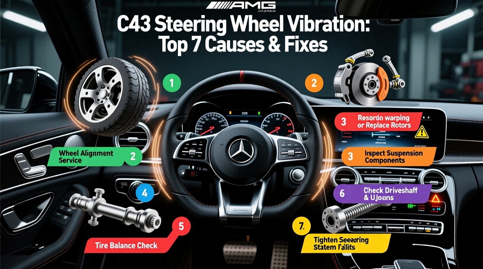 c43 steering wheel vibration cause