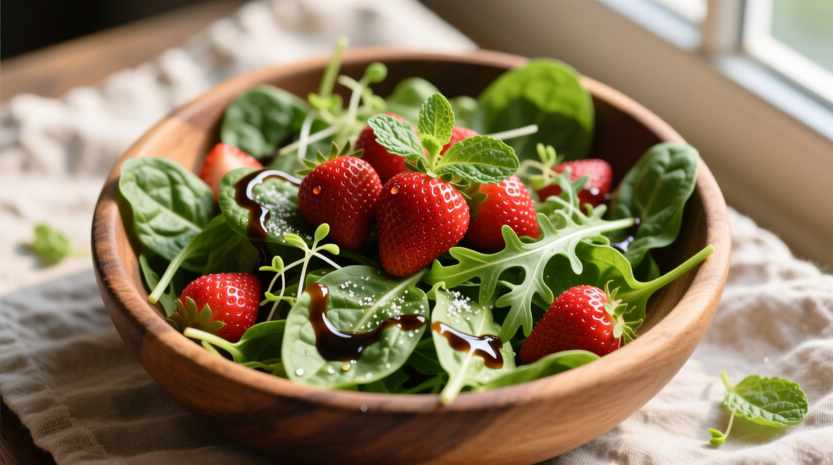 Fresh strawberry spinach salad with balsamic dressing