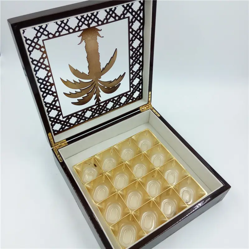 Mid-East Market Fancy Coconut Tree Chocolate Dates Wooden Packaging Box