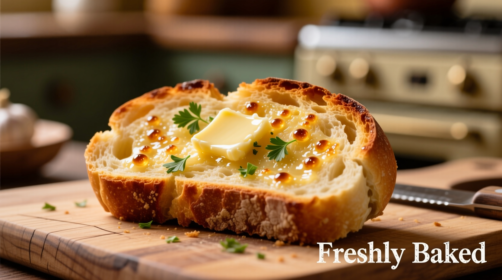 Perfect golden garlic bread with crispy edges