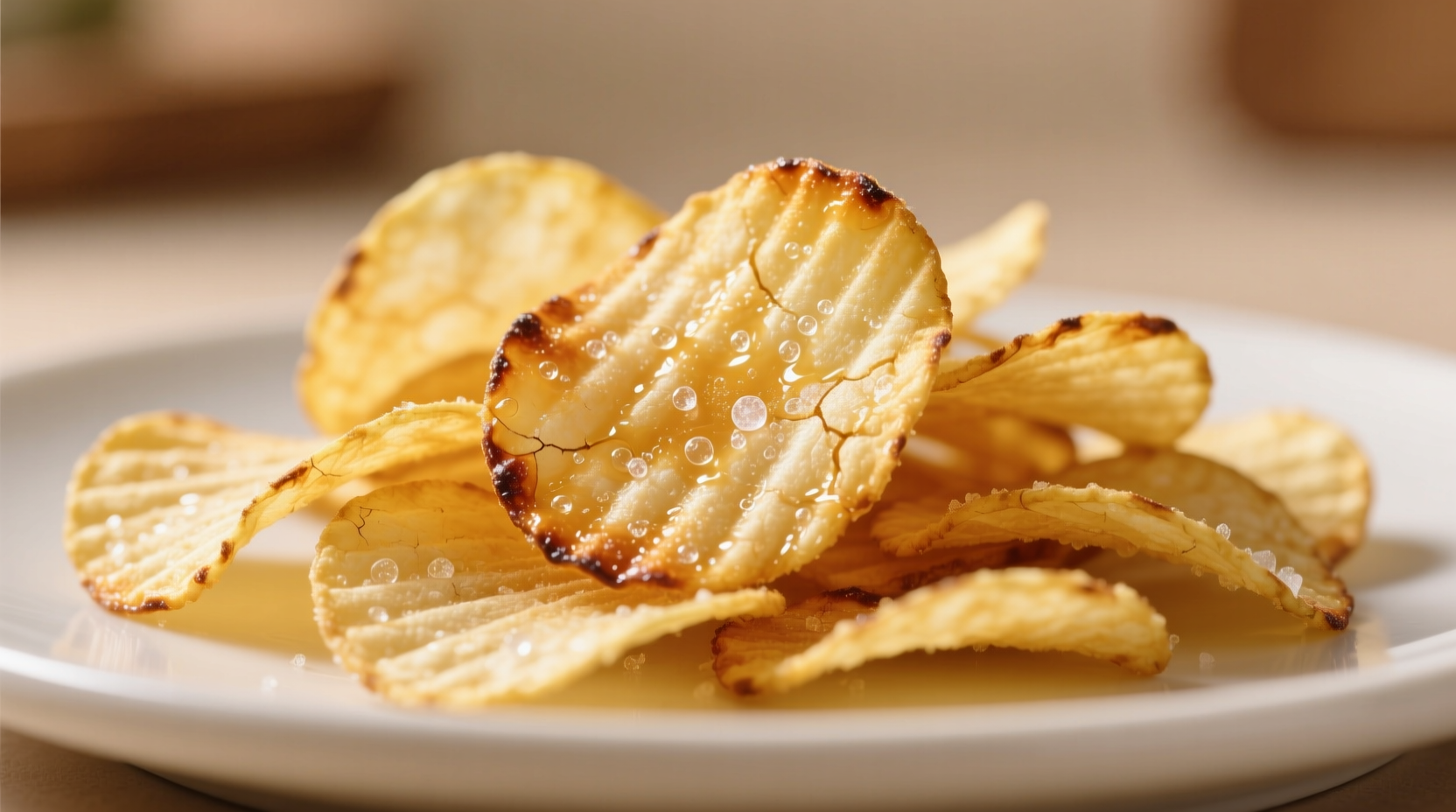 Golden potato chips with perfect crisp texture