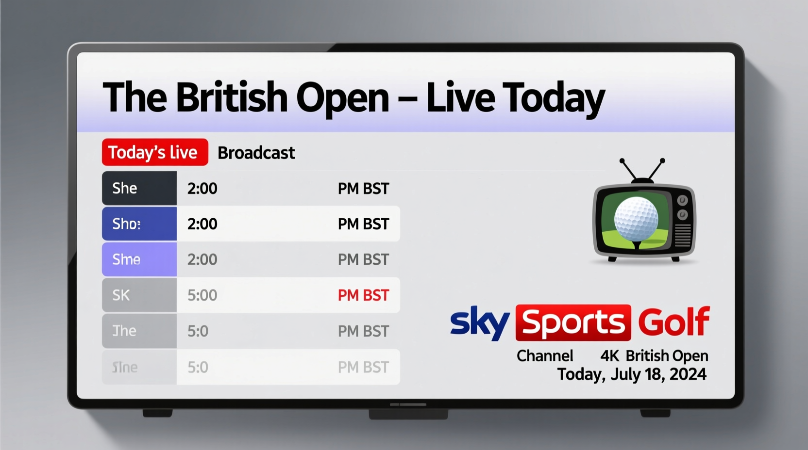 what channel is the british open on today