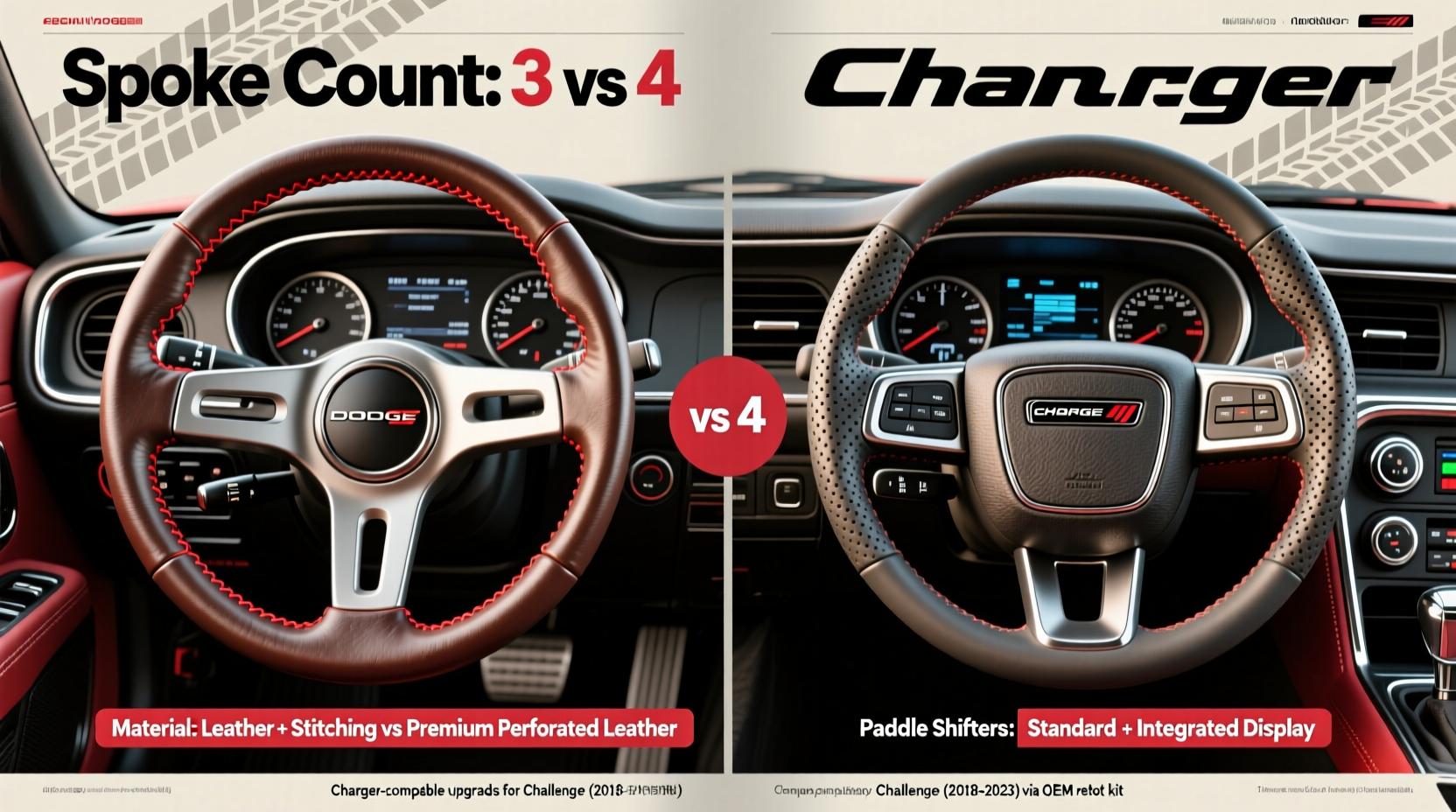 challenger vs charger steering wheel