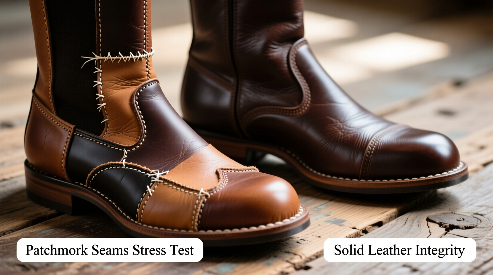 patchwork leather boots vs solid do the seams fall apart