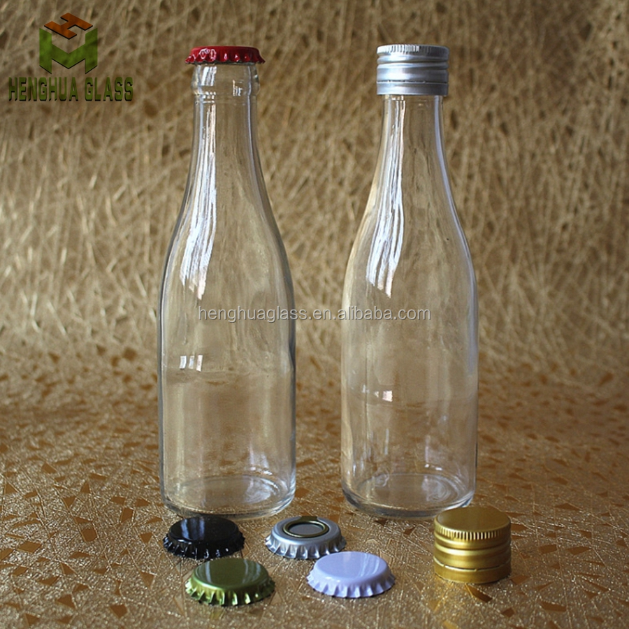 250毫升圆形饮料玻璃瓶苏打水瓶玻璃朗姆酒瓶