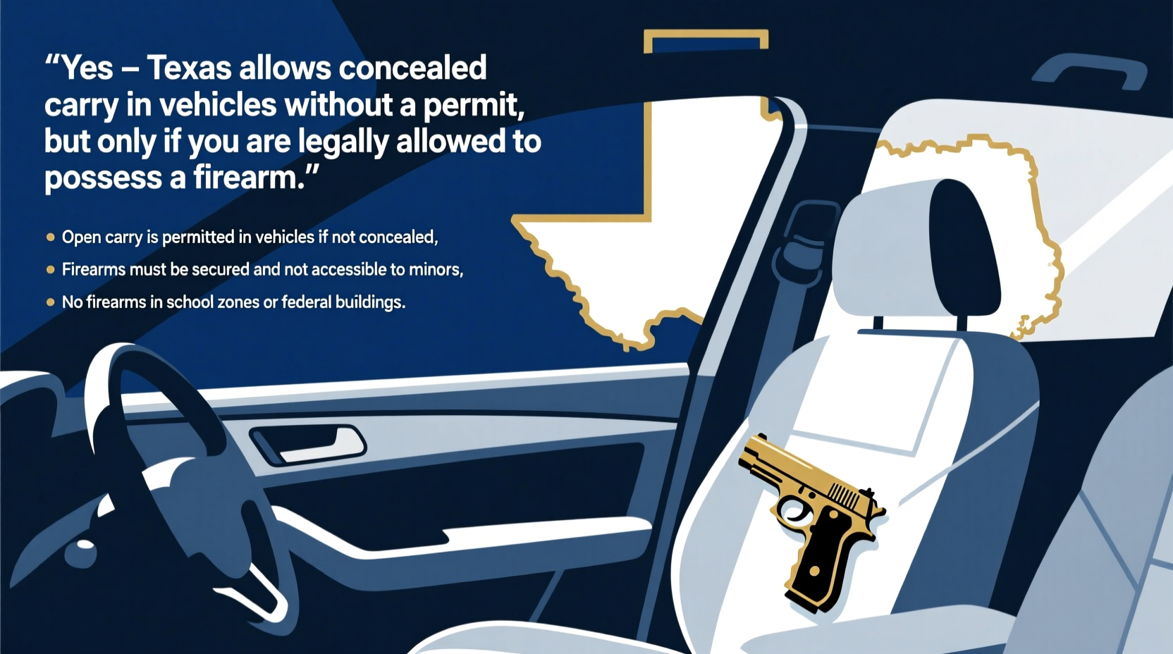 can i carry a pistol in my car in texas