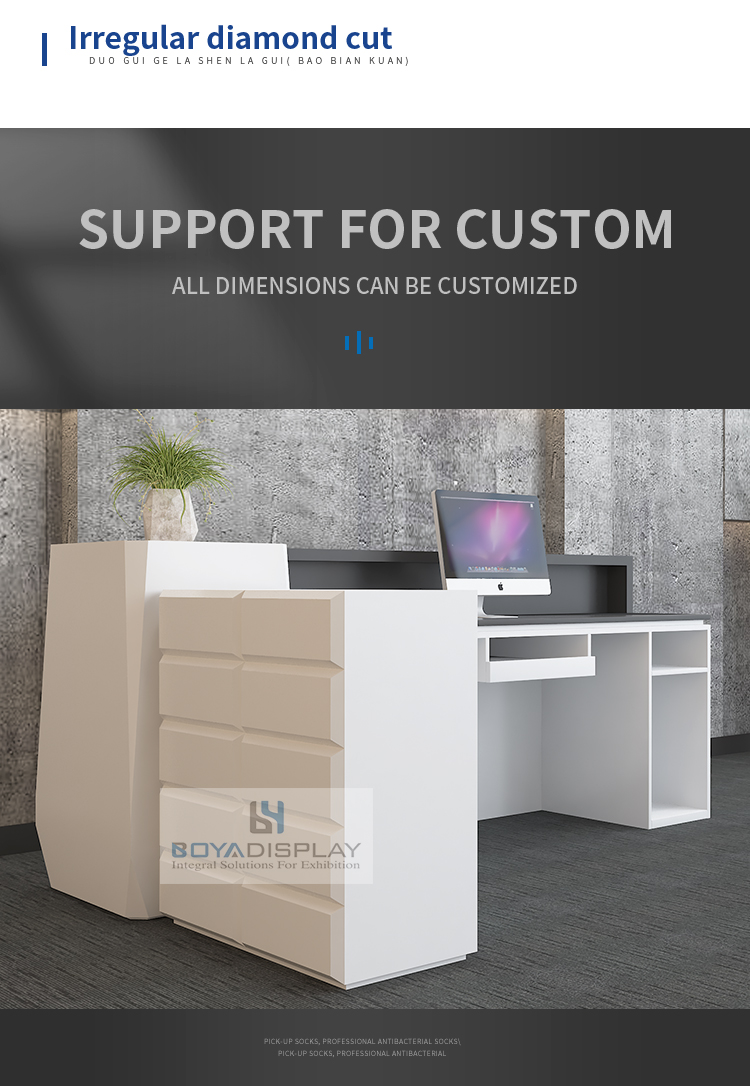 Well Designed hotel office salon white conter small table reception desk
