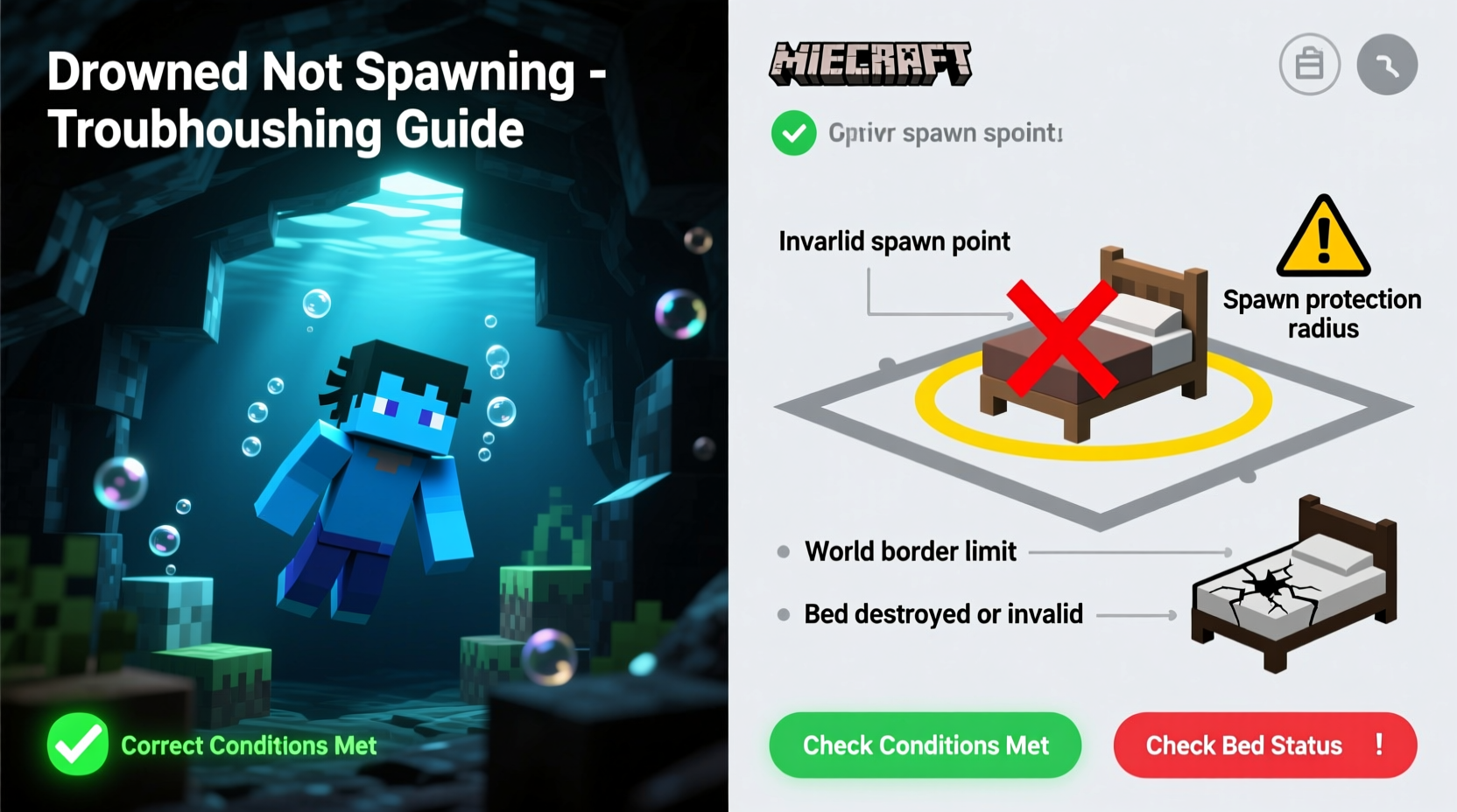 drowned not spawning in minecraft reasons troubleshooting