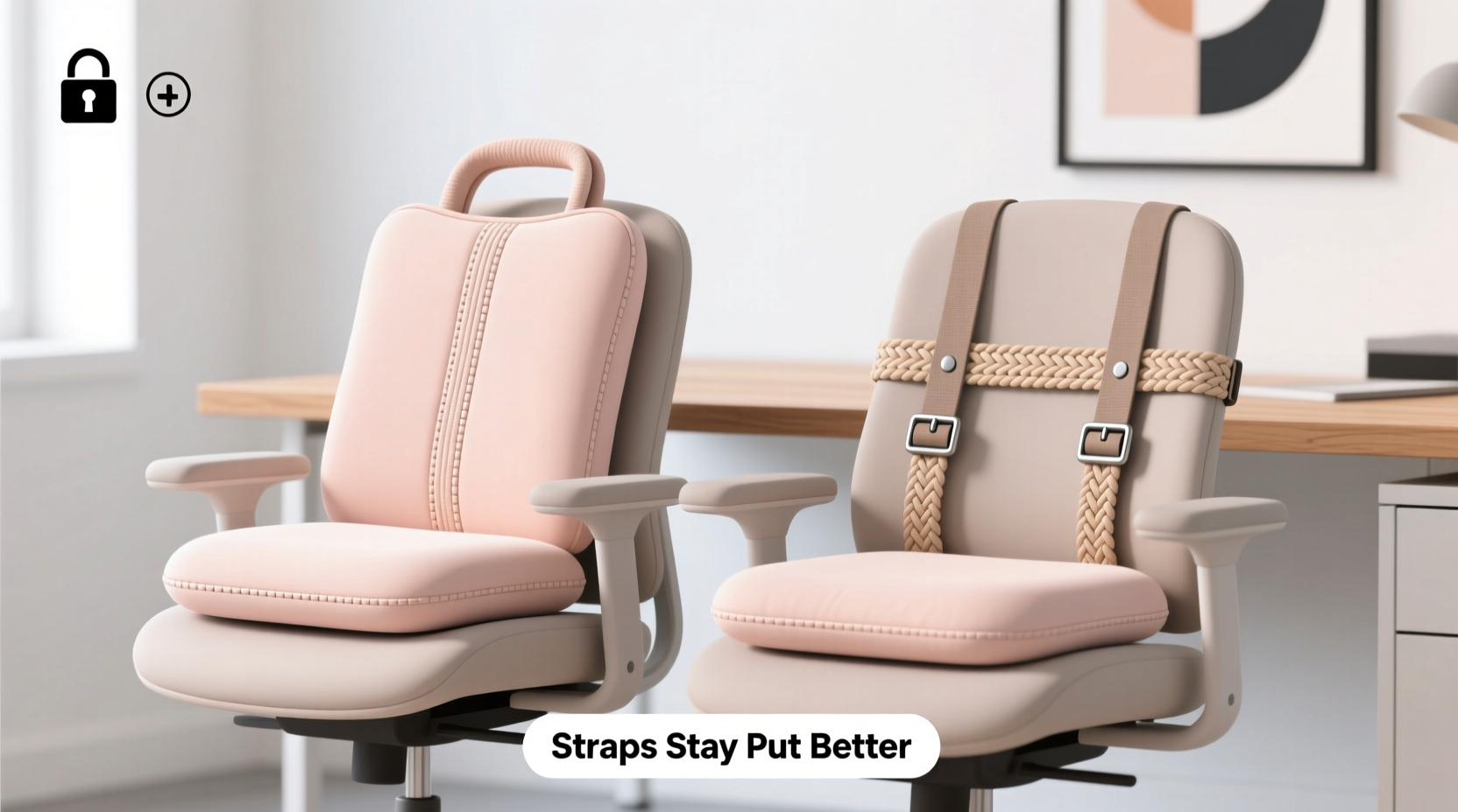 seat cushion with a handle vs straps which stays put better