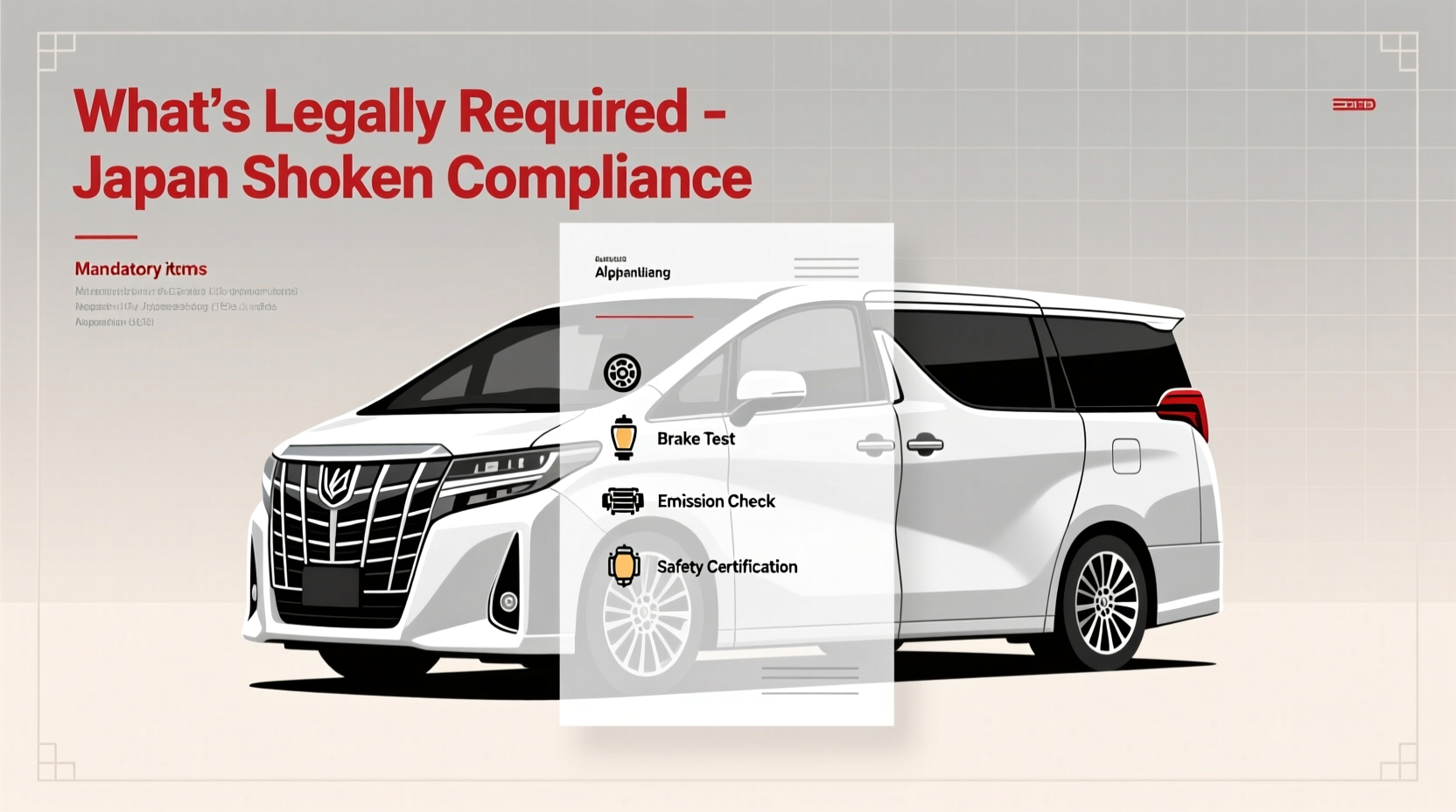 Japan Shaken Compliance Alphard Mats: What’s Legally Required