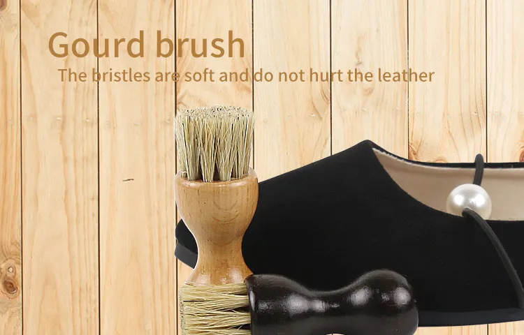 Factory direct sale beech gourd-shaped pig hair brush oiling, polishing and dust removal multi-function cleaning shoe brush