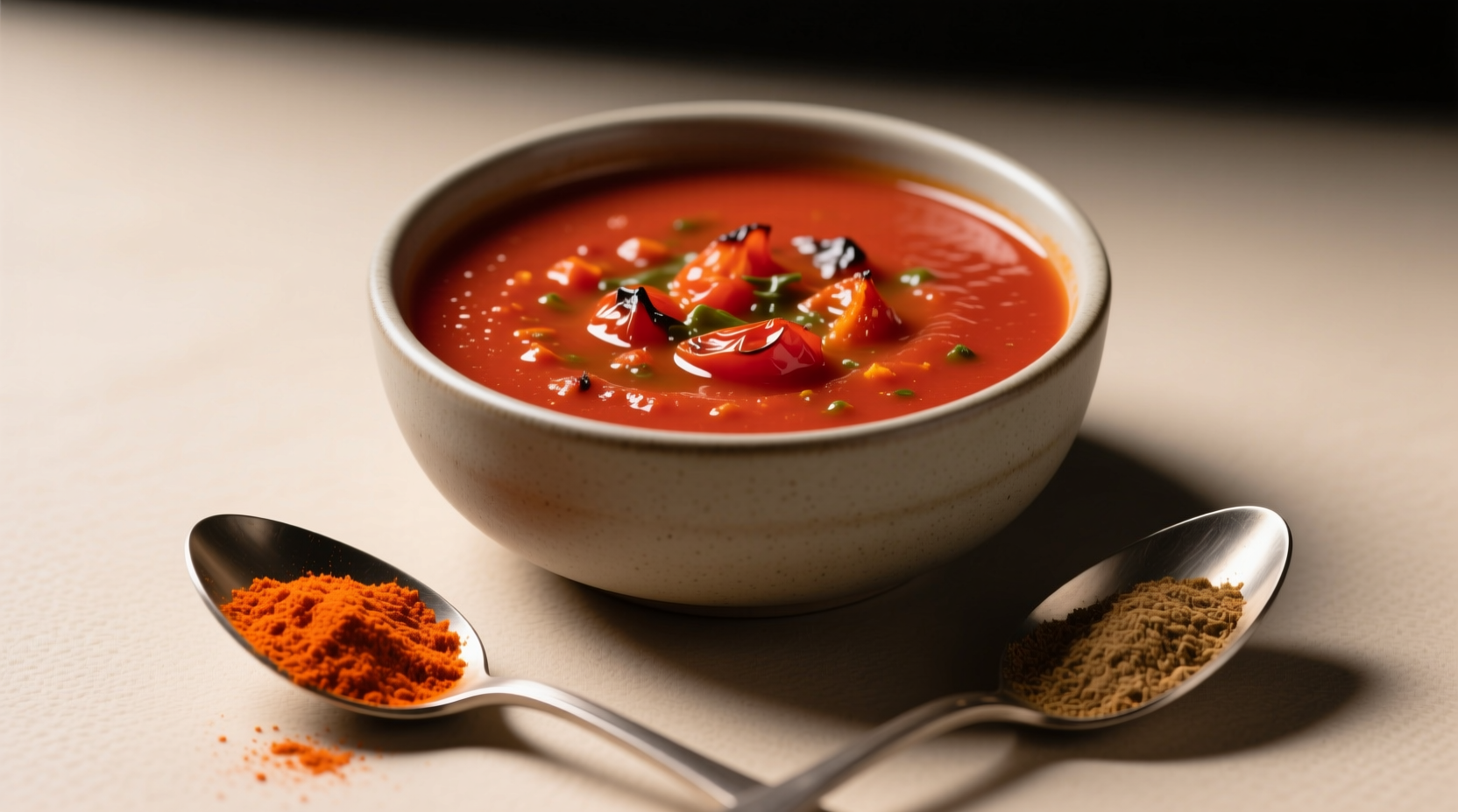 Side-by-side comparison: vibrant smoked paprika vs faded paprika in spoons