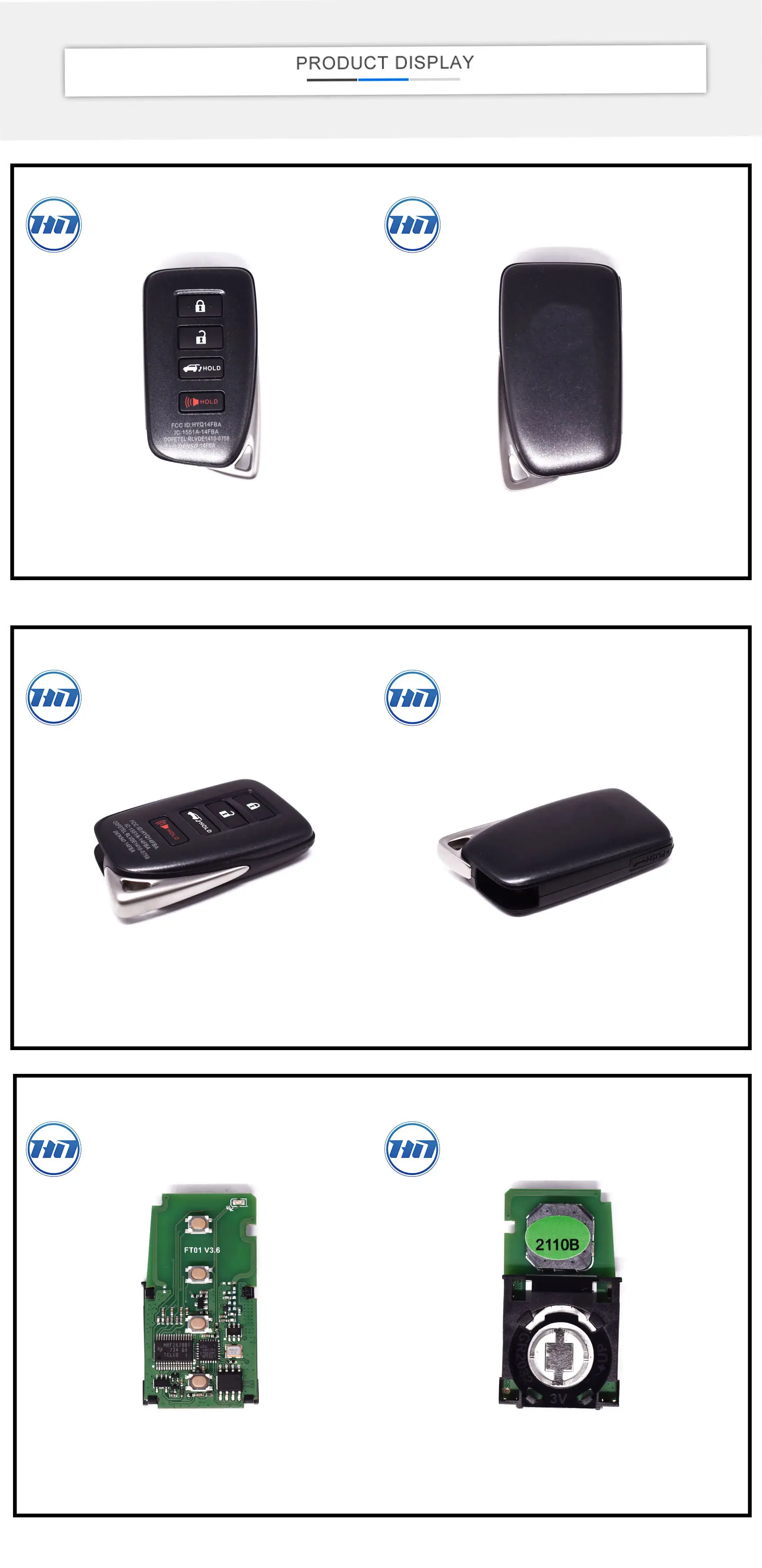 FT01-2110B 3+1 buttons ASK312-FSK314MHz Transponder 8A chip  Keyless Smart Remote Car Key Fob Smart
