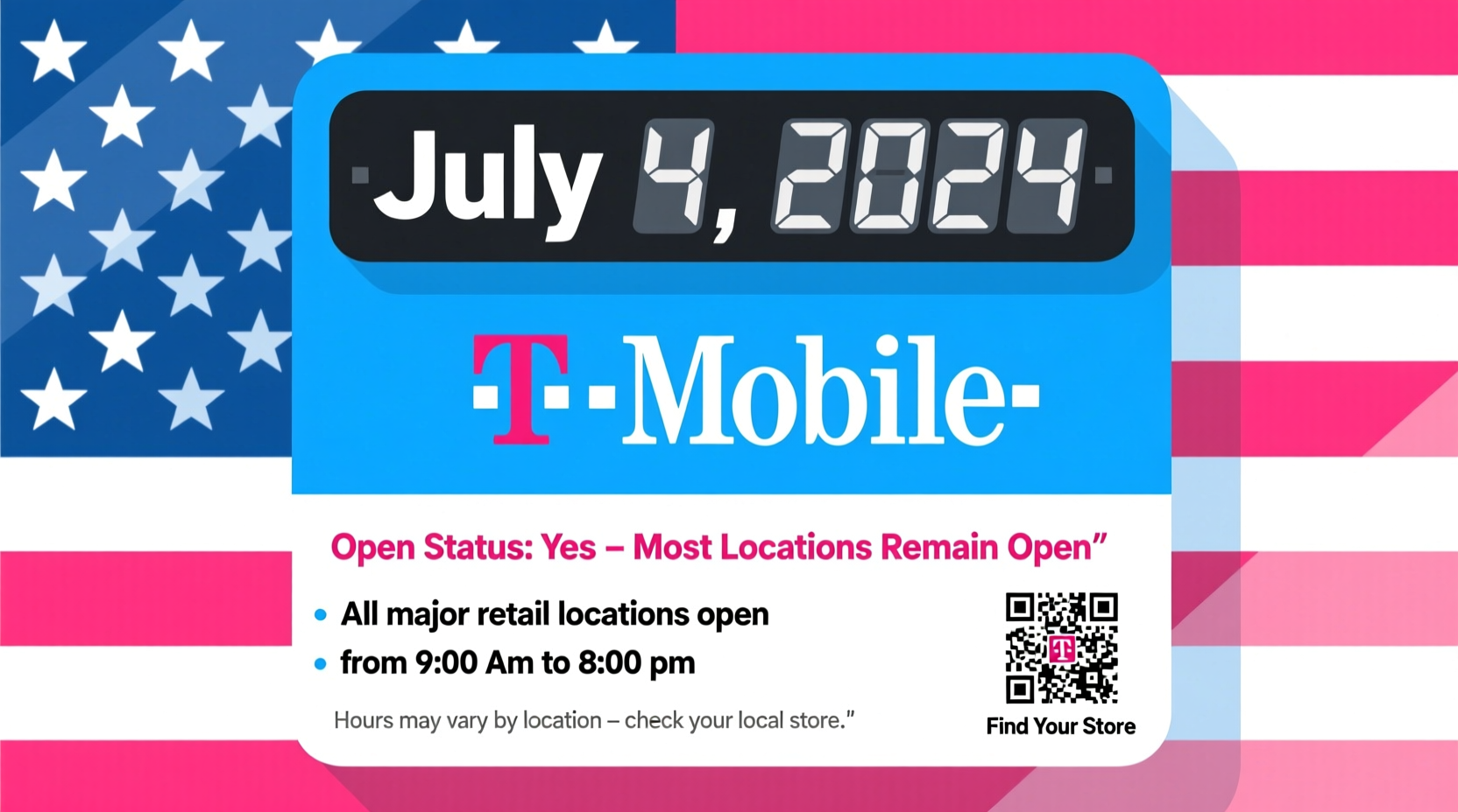 is t mobile open on july 4