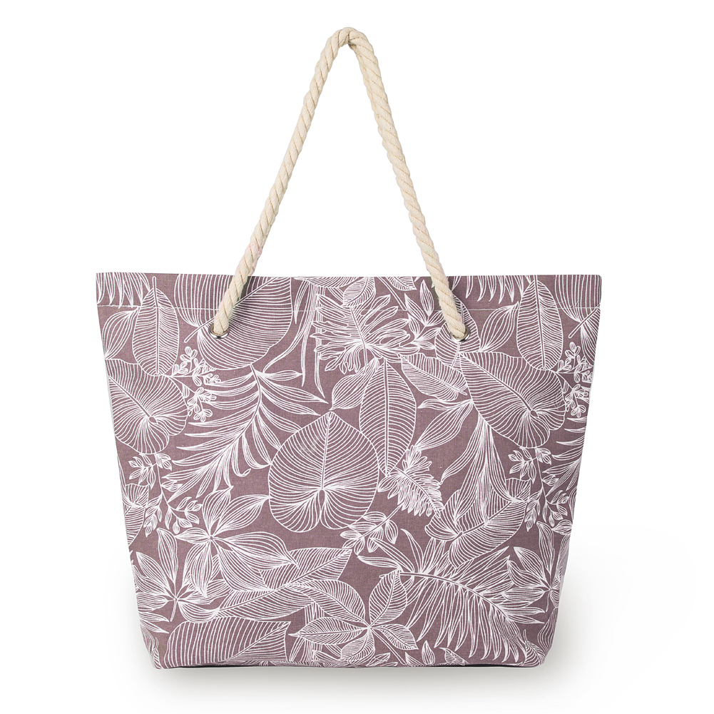 Lona de algod&atilde;o estampada com logotipo personalizado de grande capacidade Weekender Travel bolsa de ombro de praia para mulheres
