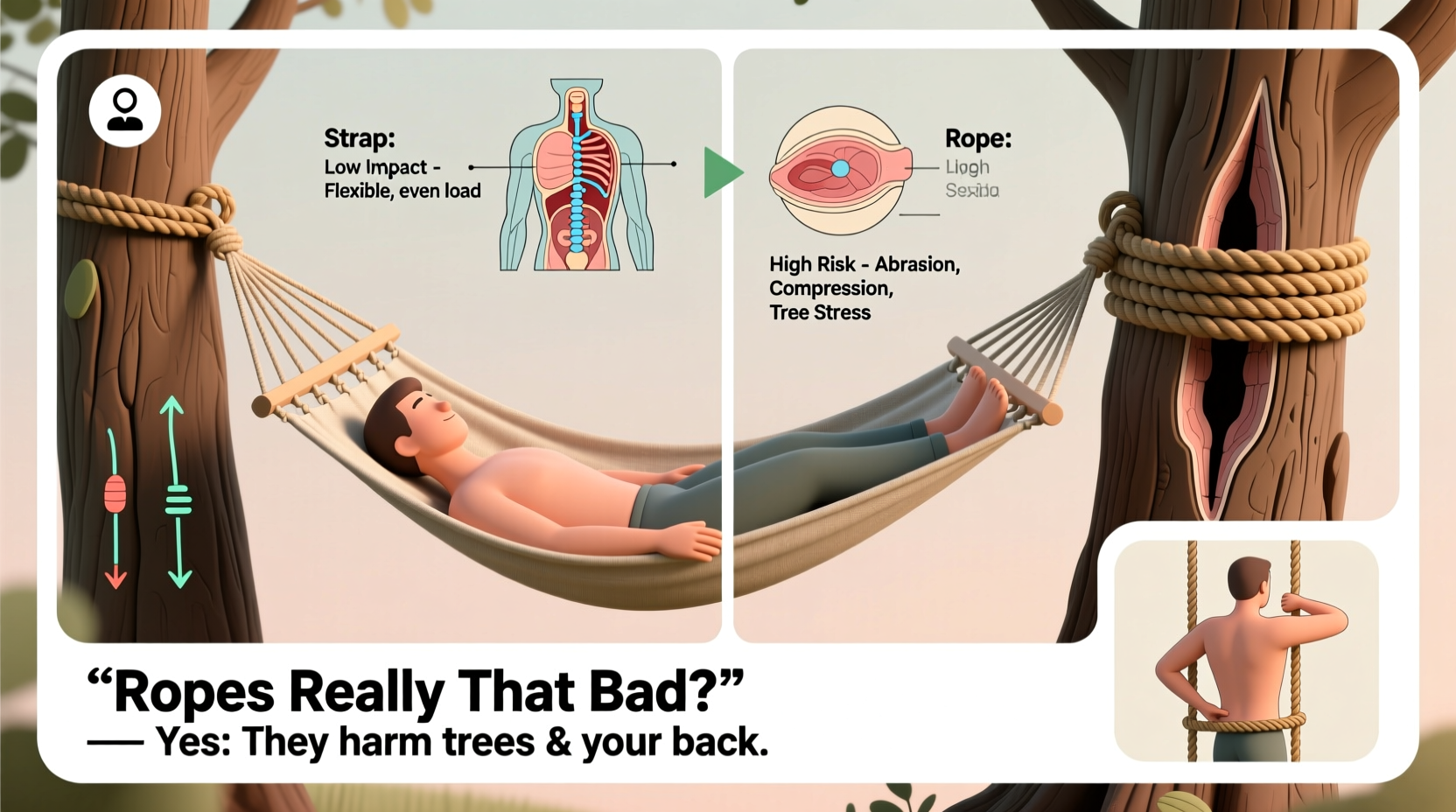 hammock straps vs rope are ropes really that bad for trees and your back