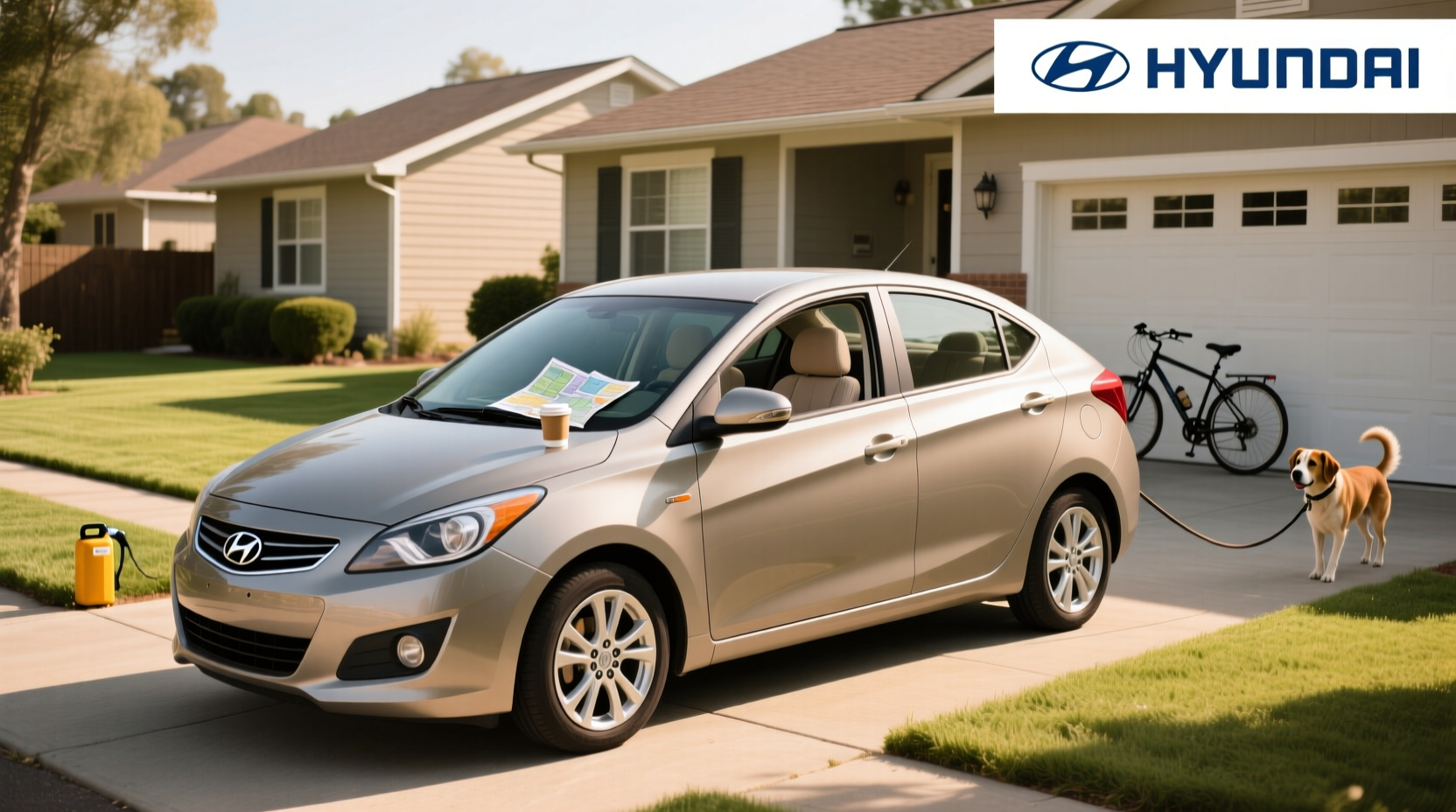 Used Hyundai Accent hatchback parked on city street