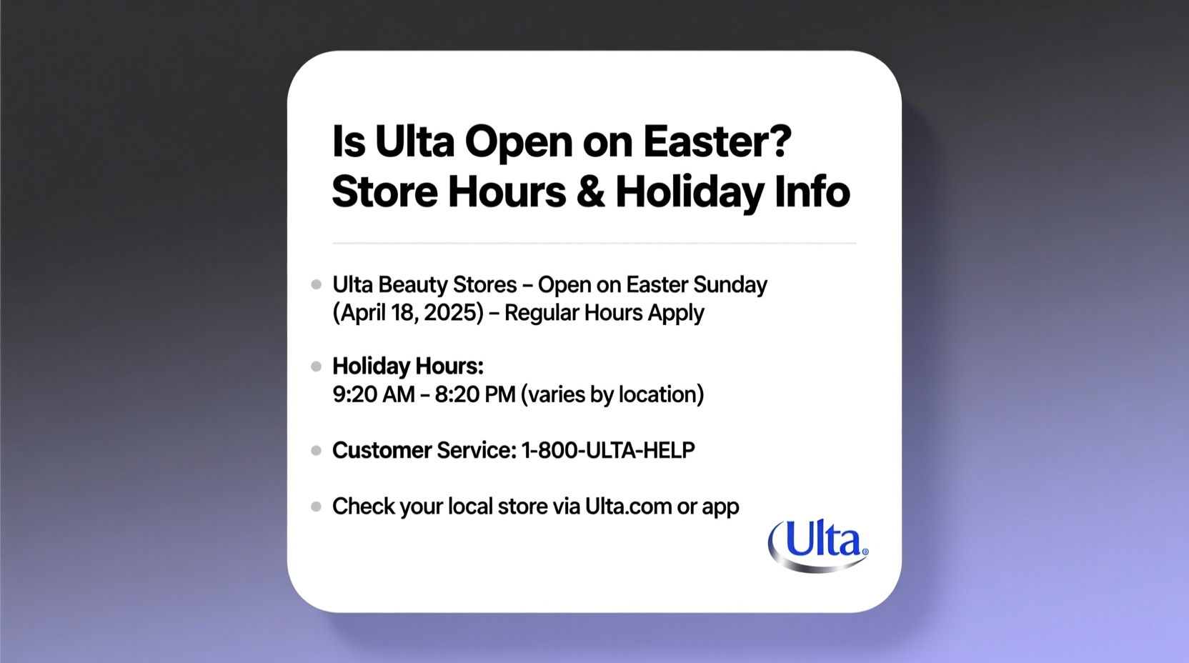 is ulta open in easter