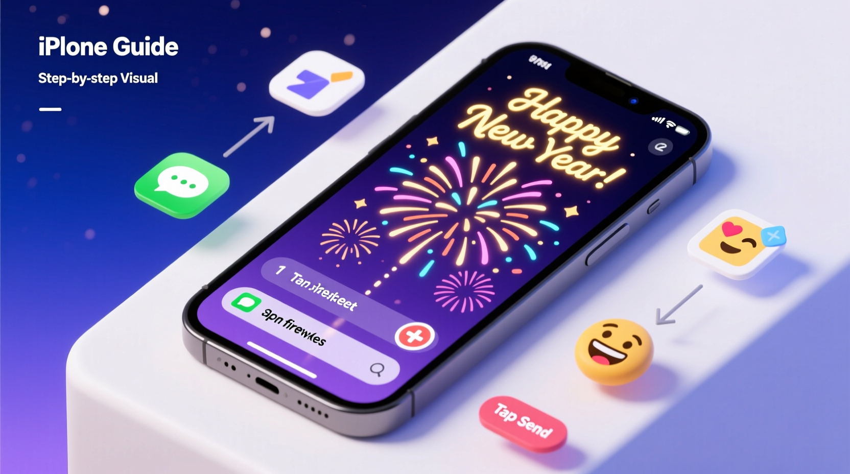 How to Send Happy New Year Fireworks on iPhone, image size:1664x928