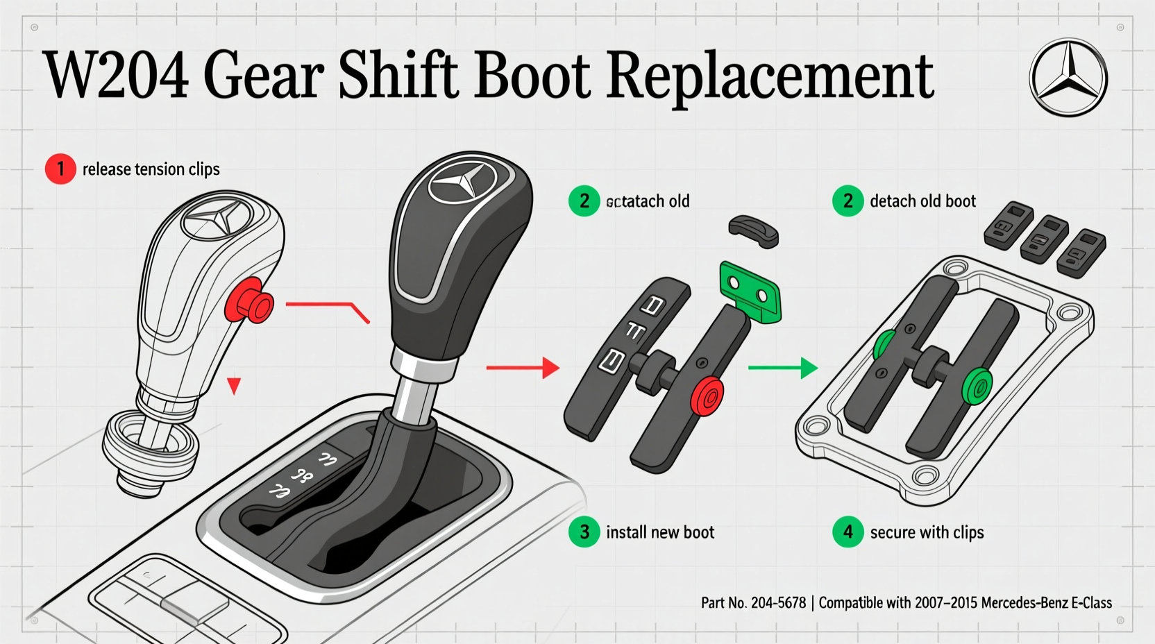 w204 gear shift boot replacement