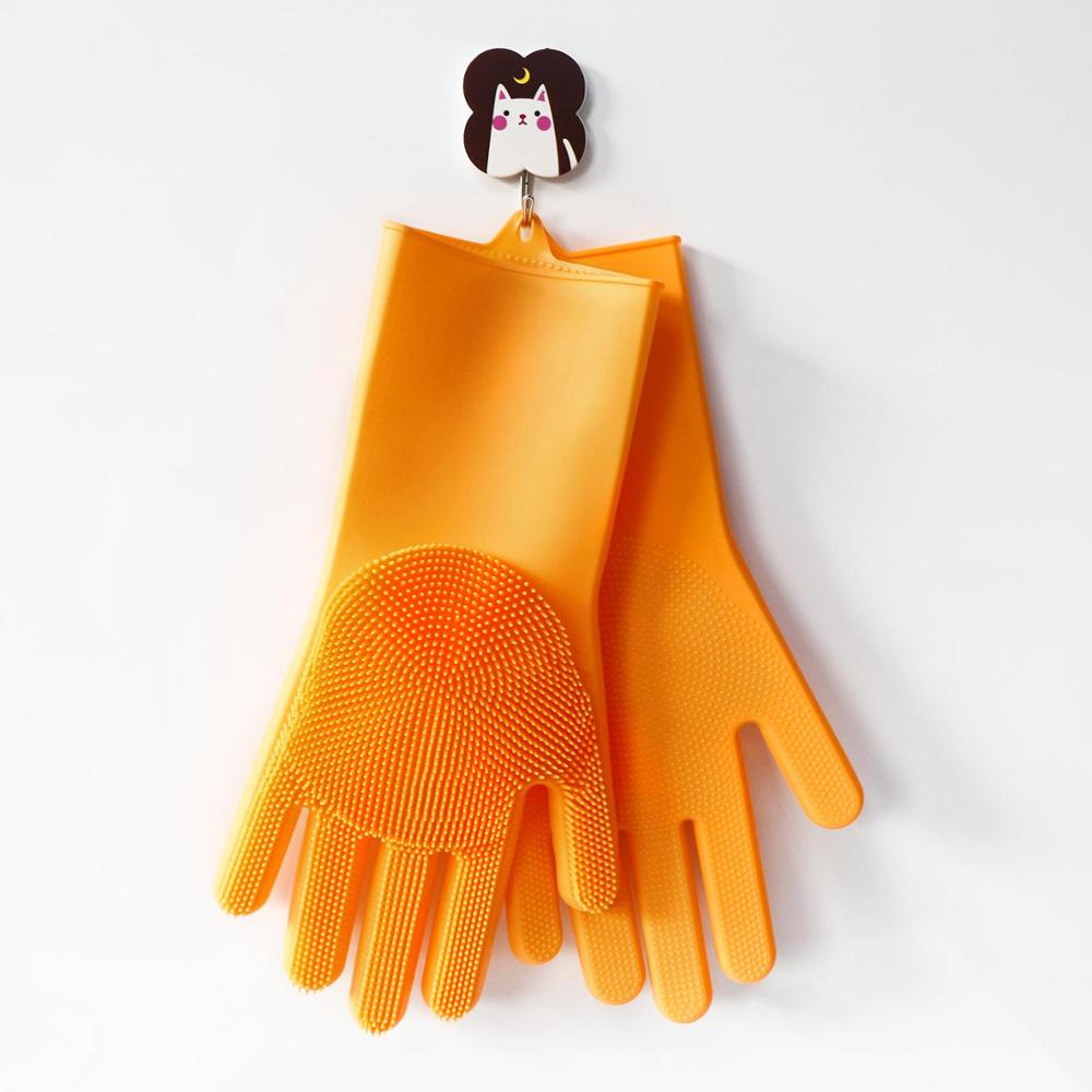 Cleaning Scrubber Wash Washing Brush Silicone Dishwashing Glove