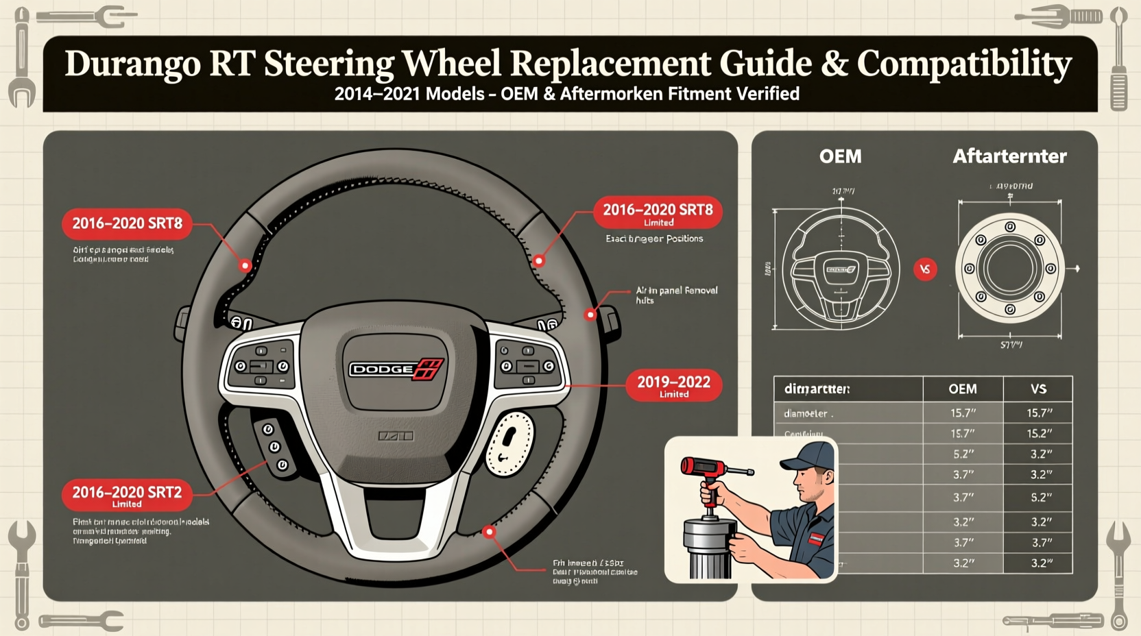 durango rt steering wheel replacement