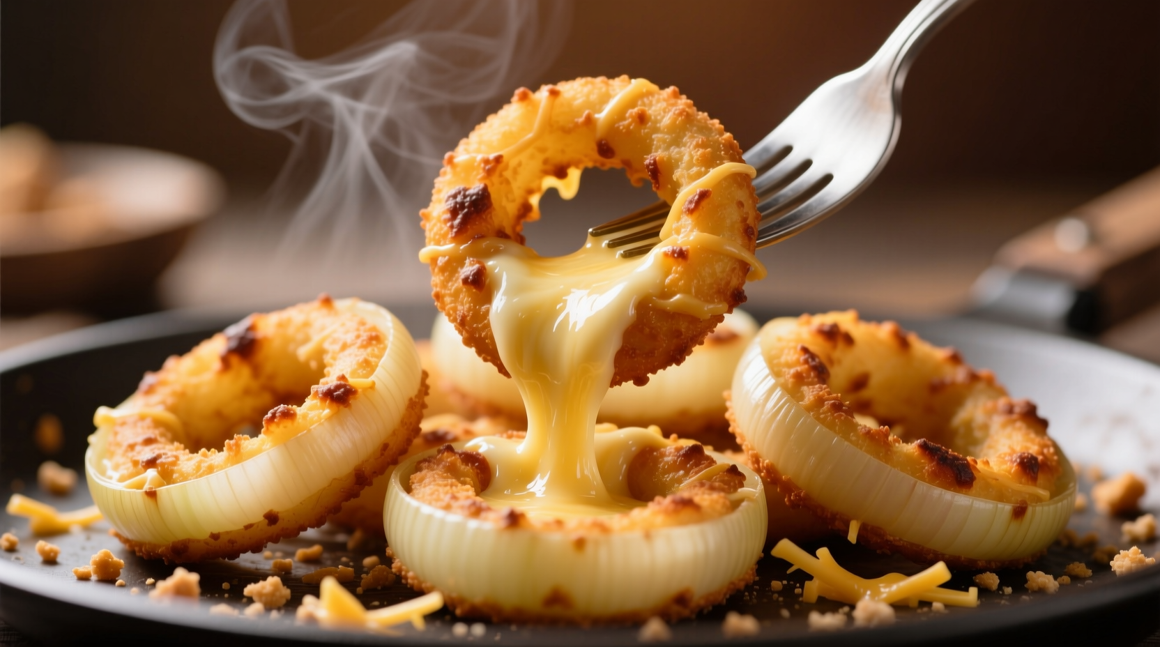 how to make mozzarella stuffed baked onion rings