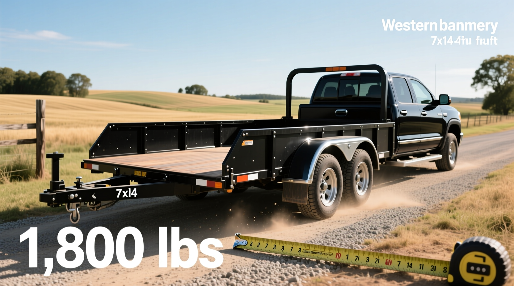 Flatbed trailer for pickup truck loaded with tools and equipment