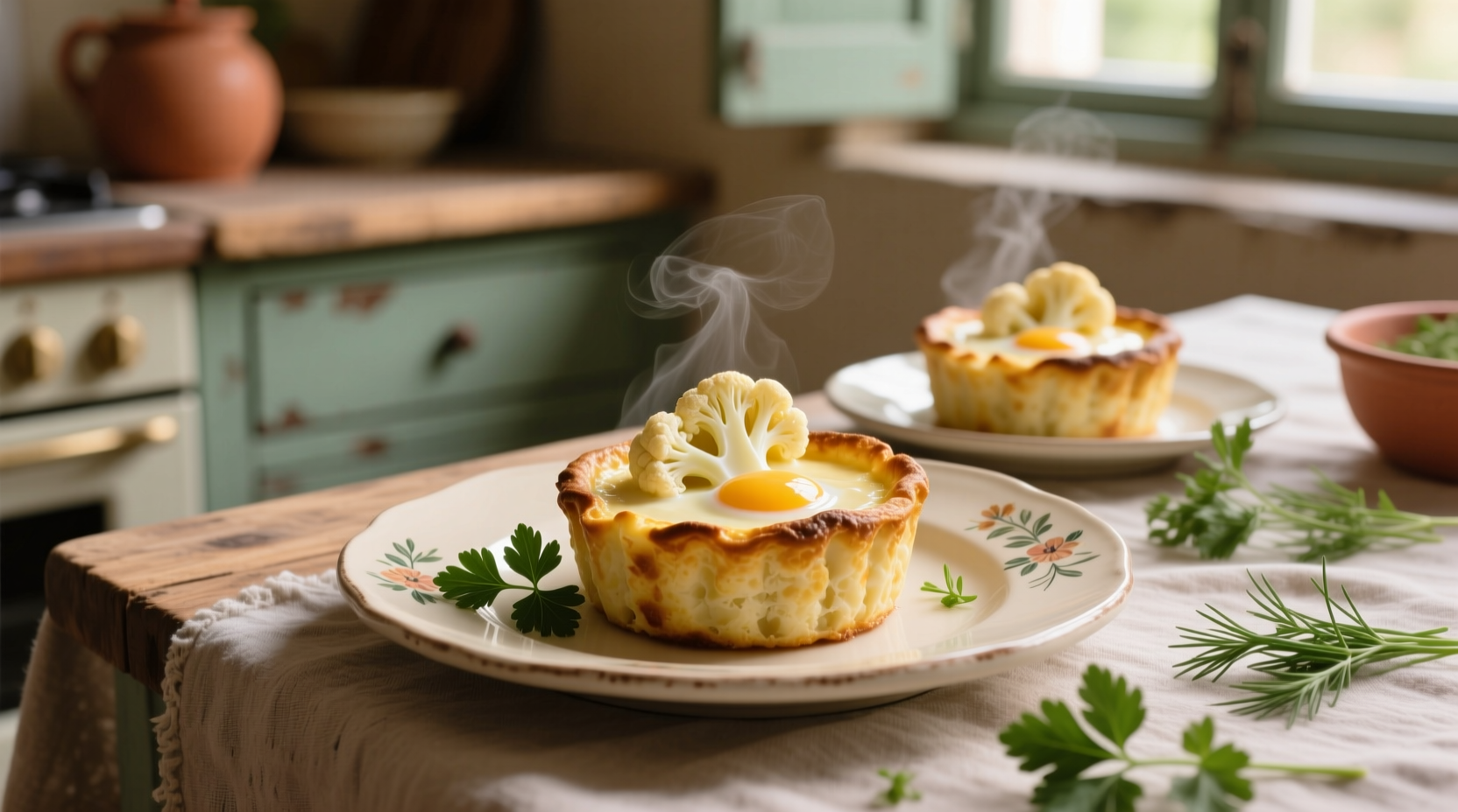 baked cauliflower custards