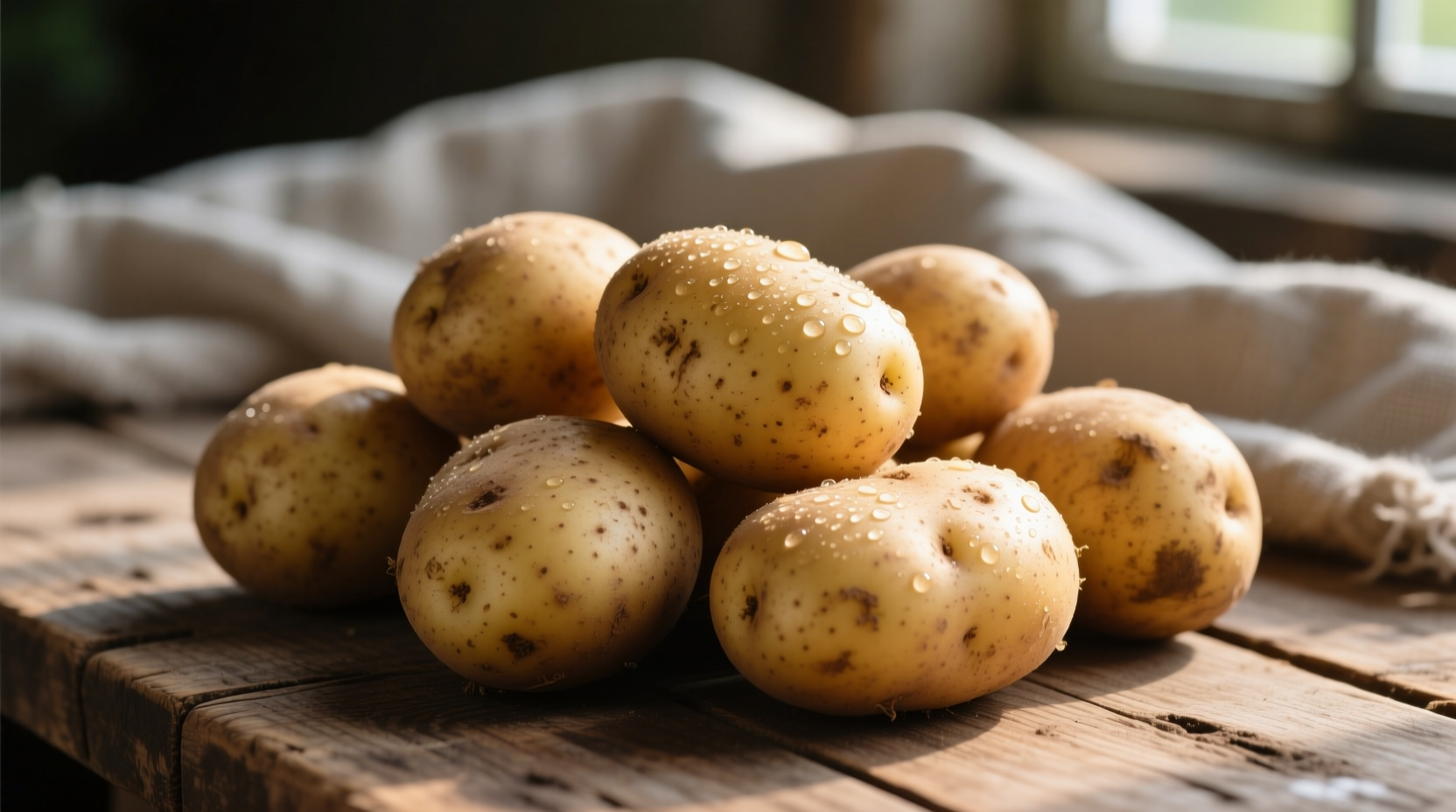 Fresh Guernsey potatoes with golden skin