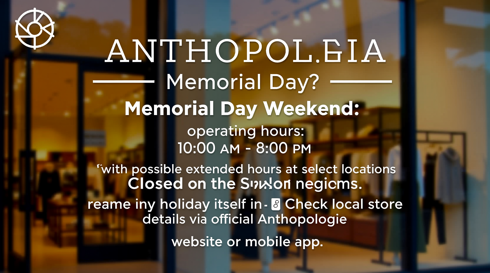is anthropologie open on memorial day