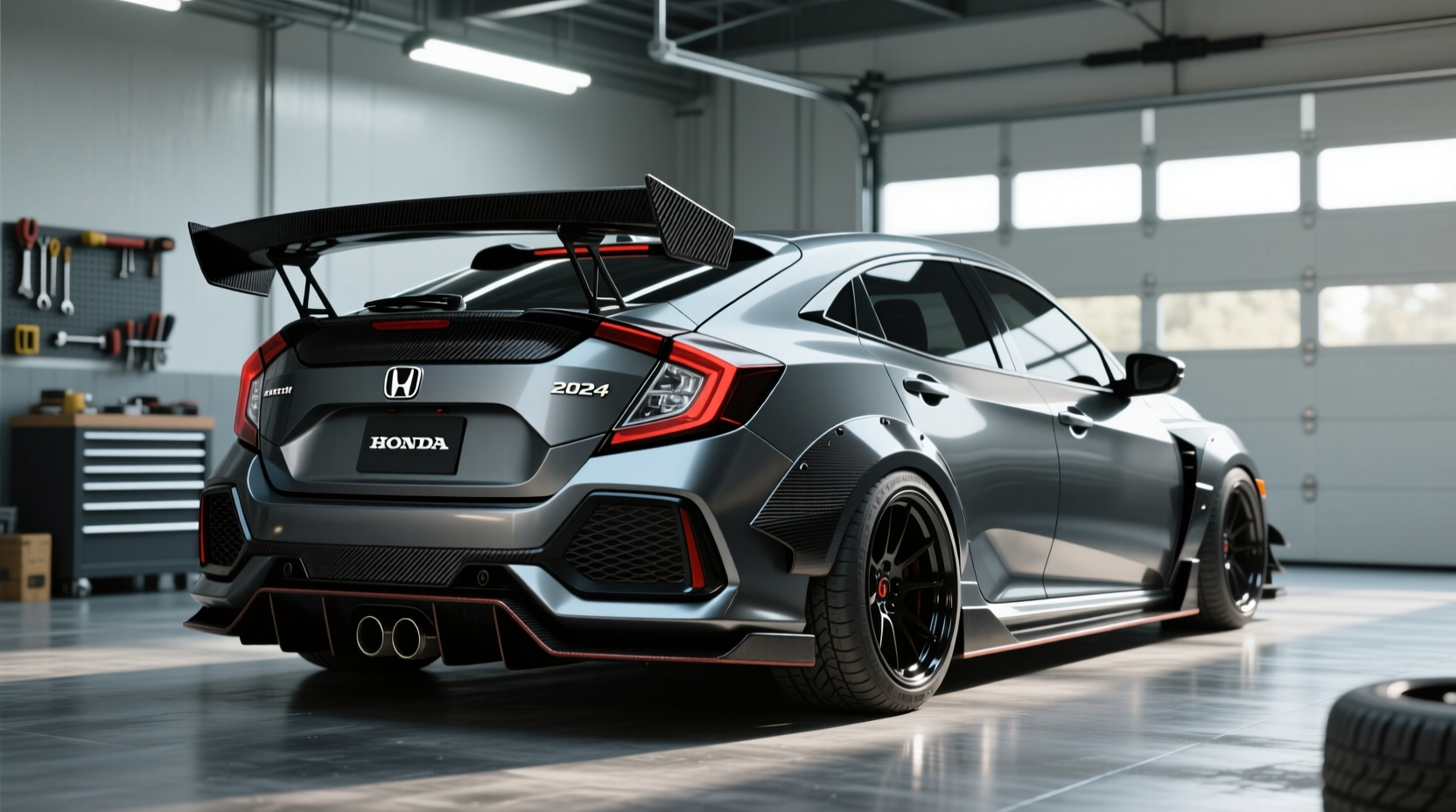 Honda Civic hatchback with factory-style lip spoiler