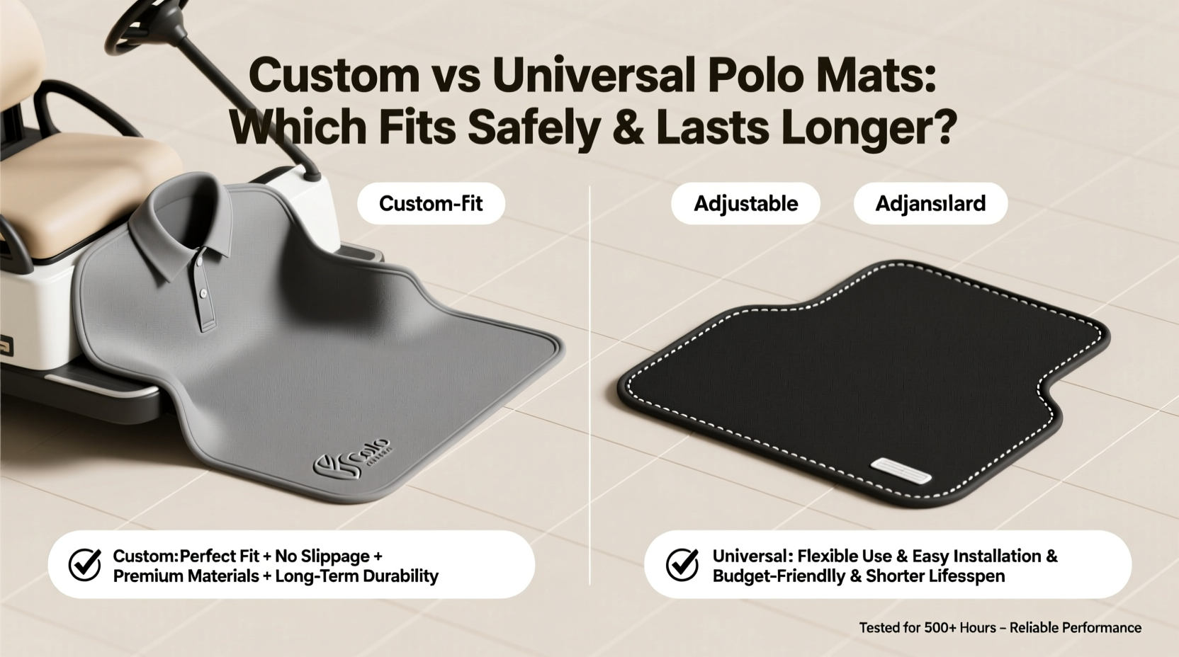 custom vs universal polo mats