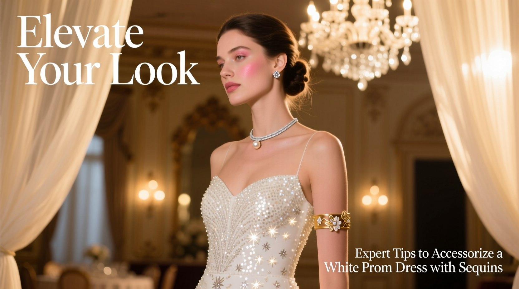 elevate your look expert tips to accessorize a white prom dress with sequins