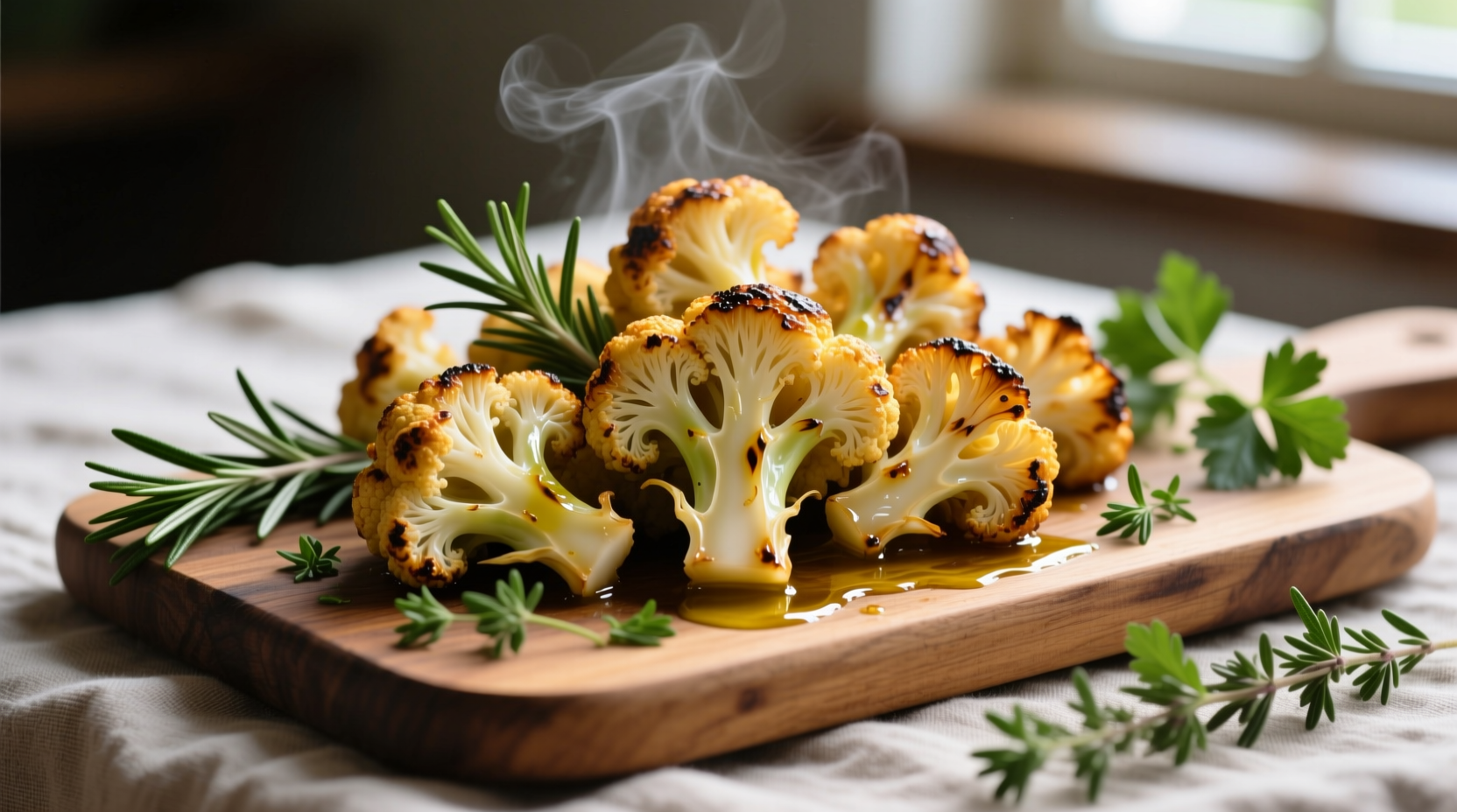 Perfectly roasted cauliflower florets with herbs