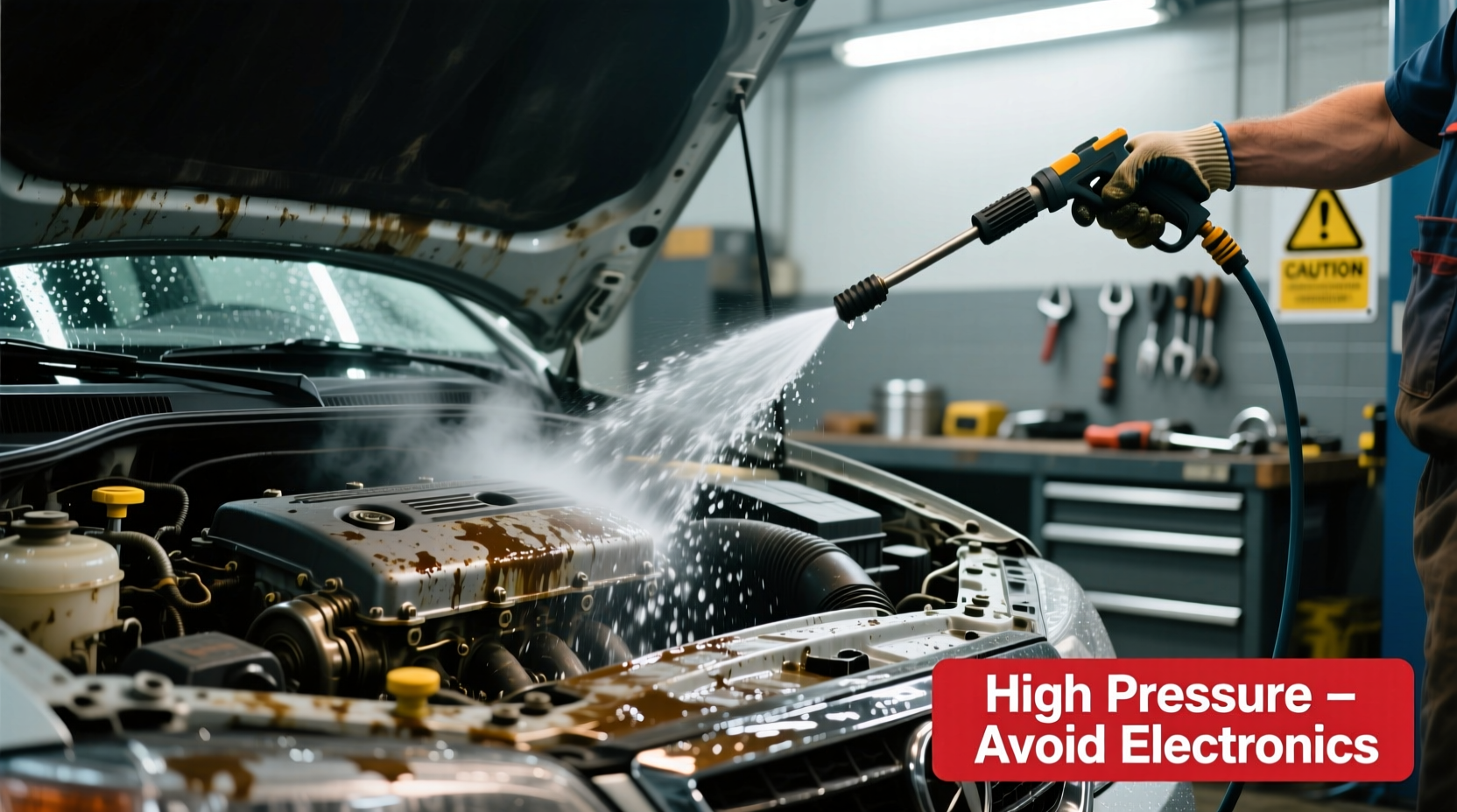 can you pressure wash a car engine