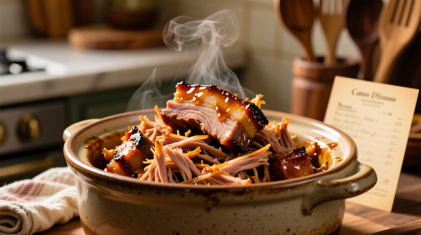 Perfectly cooked pulled pork in slow cooker
