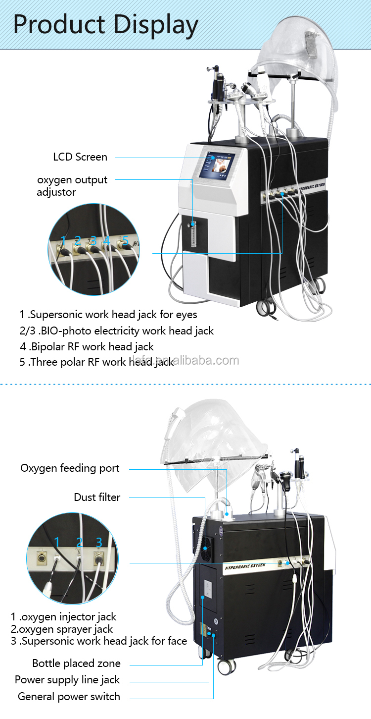 Salon spa use 10 handles ultrasound rf bio oxygen spray oxygen mask oxygen jet facial machines for skin whitening liftin