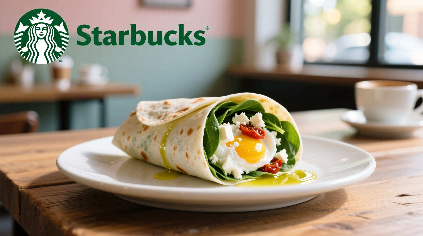 Starbucks Egg White Spinach Feta Wrap on plate