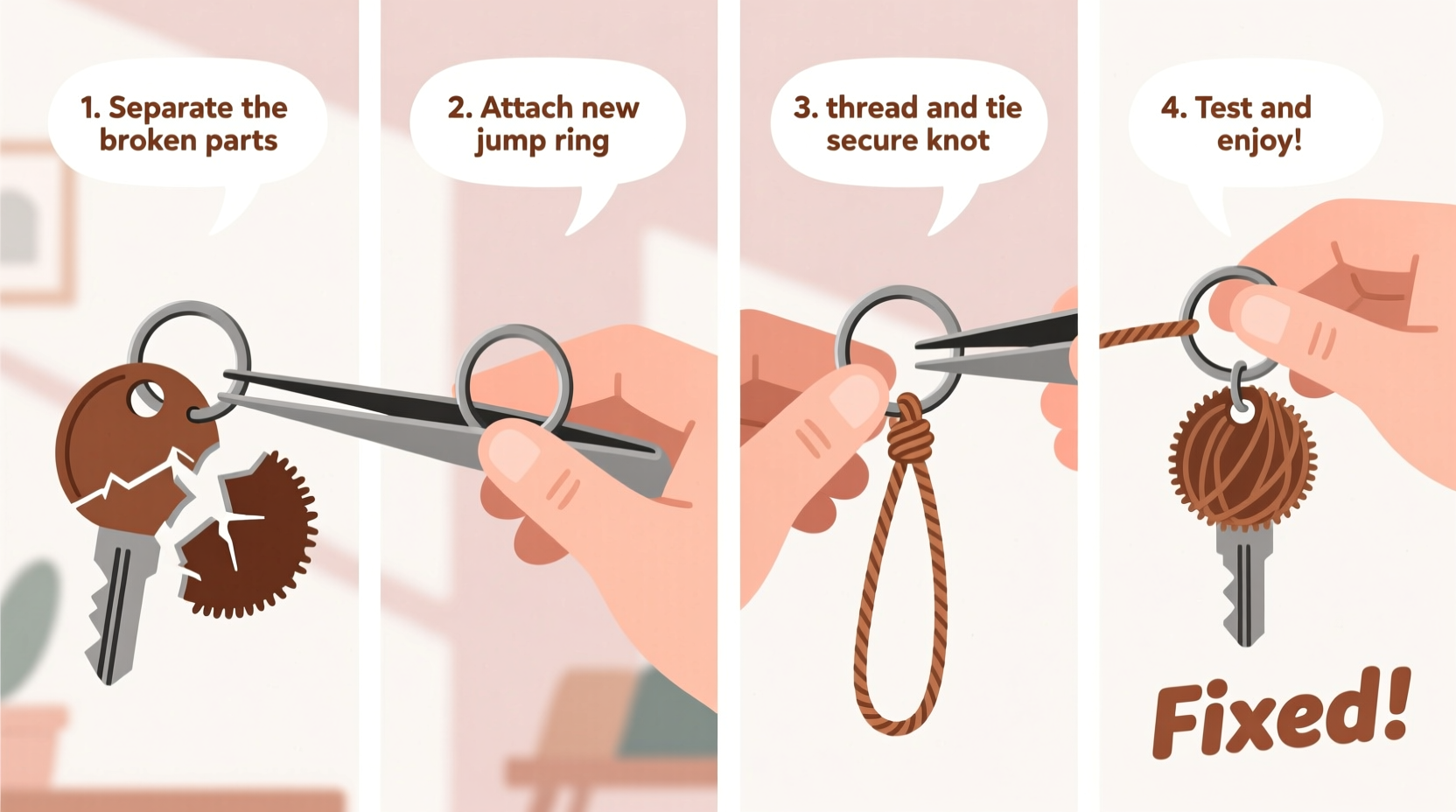 step by step guide how to repair a broken hairball keychain easily at home