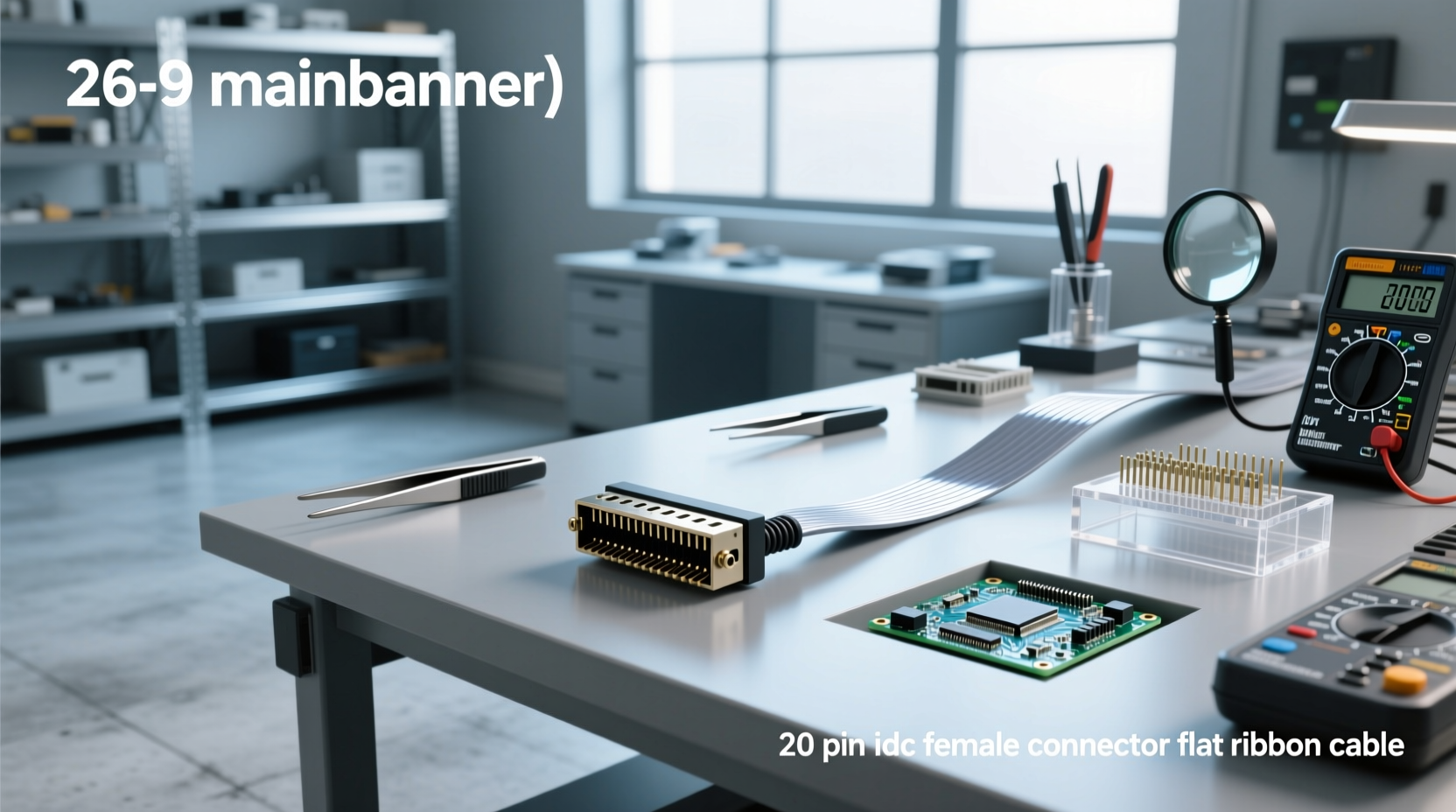 20 pin idc female connector flat ribbon cable guide