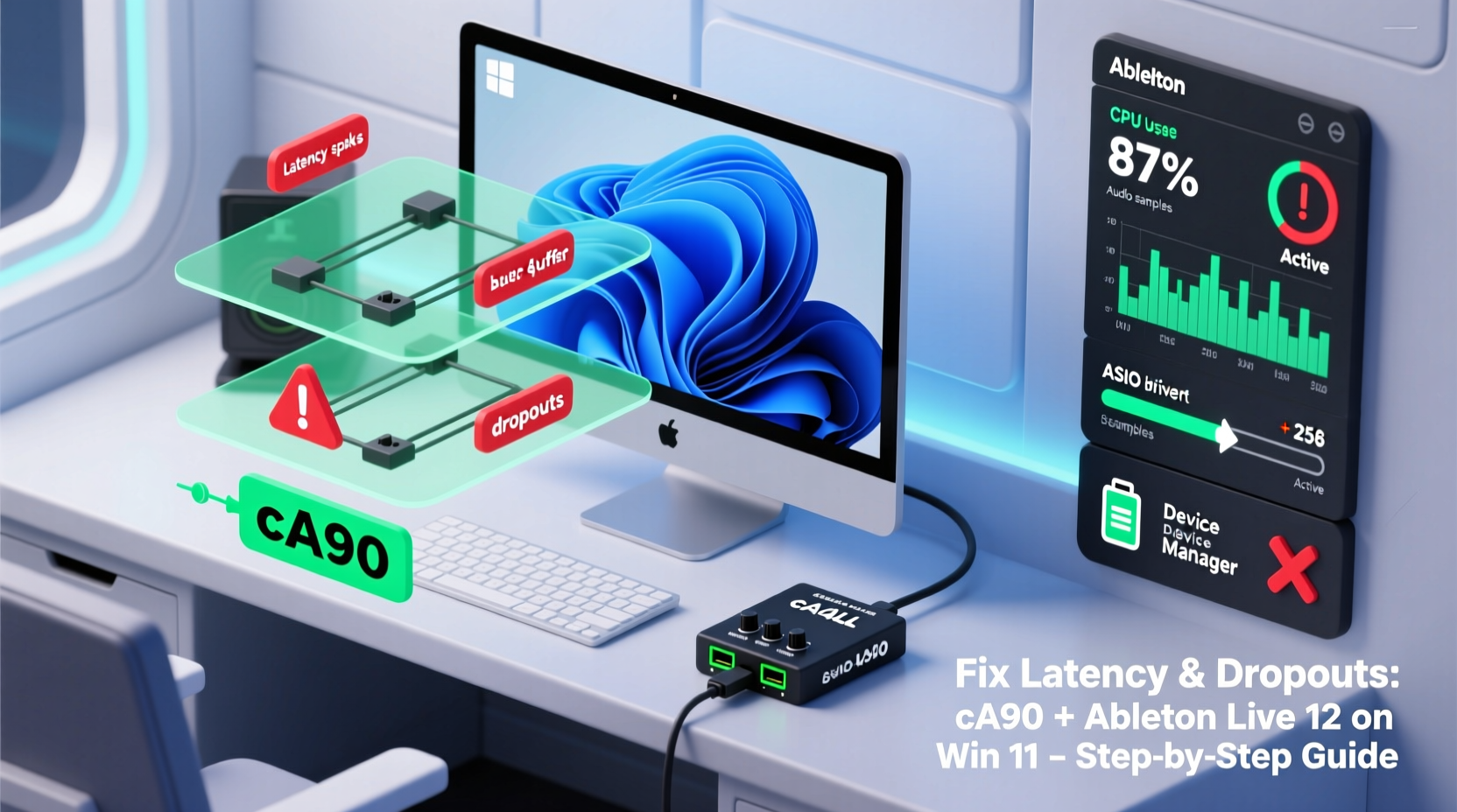 How to fix persistent USB-MIDI latency and audio dropouts when using cA90 with Ableton Live 12 on Windows 11 (2026 home studio setup)
