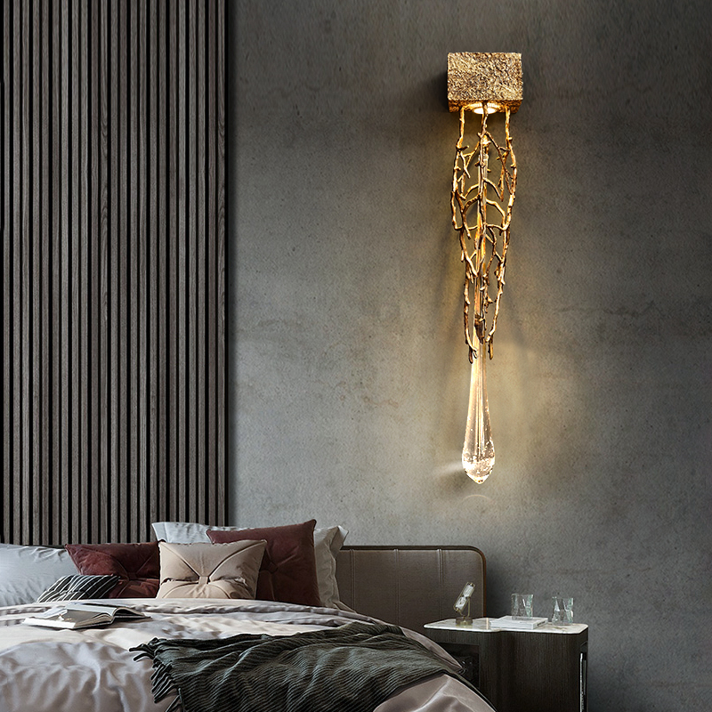 modern new LED copper wall light fancy crystal wall light