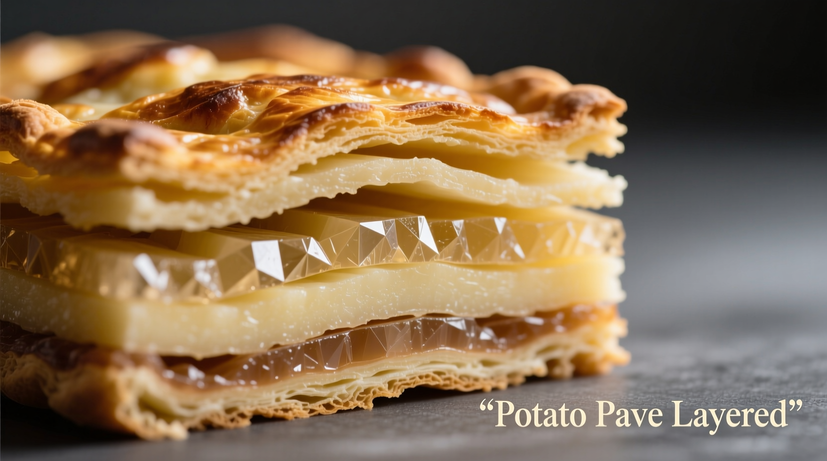 Perfectly layered potato pave with distinct strata