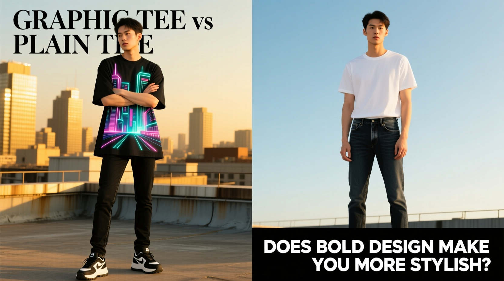 graphic tee vs plain tee does a bold design actually make you more stylish