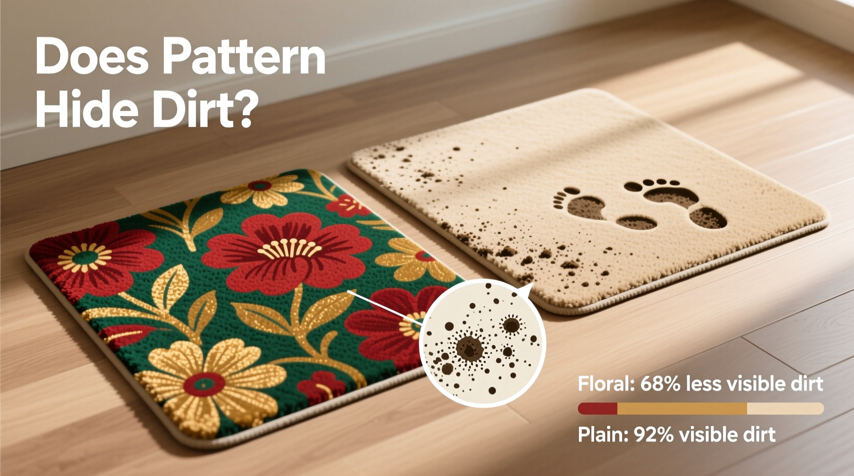 floral vs plain floor mats does a pattern actually hide dirt better or is it just a trend