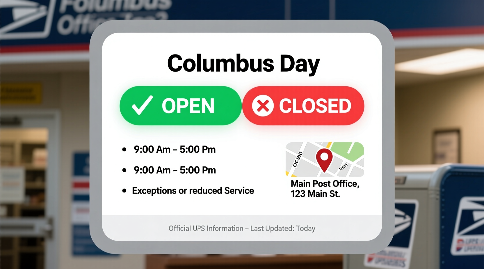 is the post office open today on columbus day