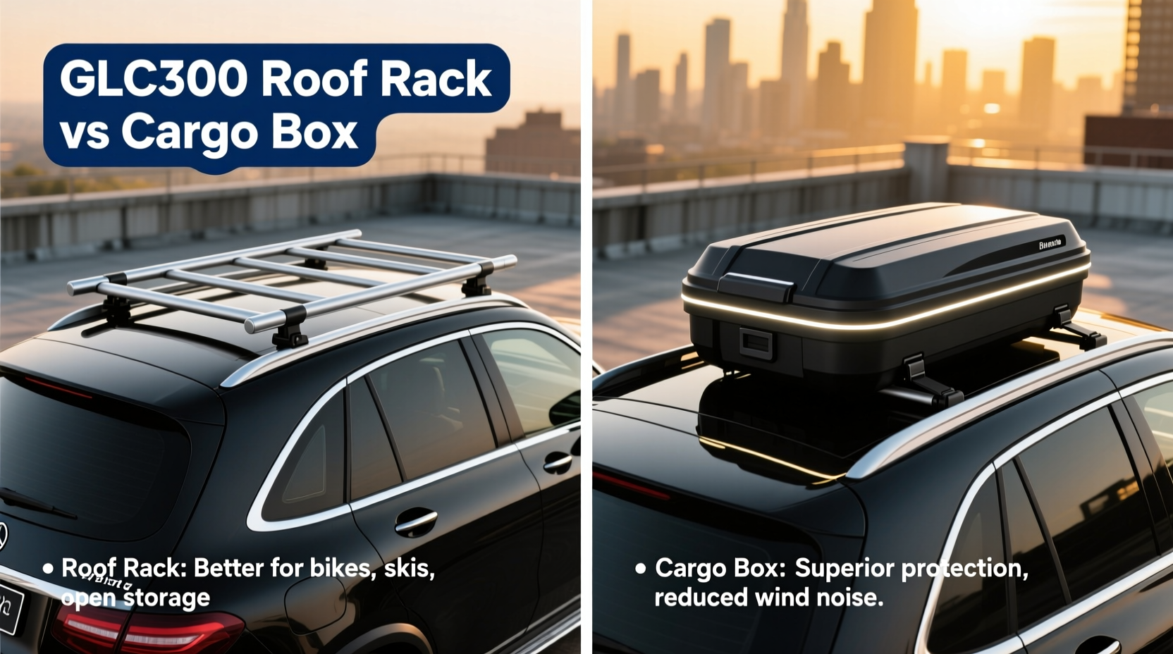 glc300 roof rack vs cargo box