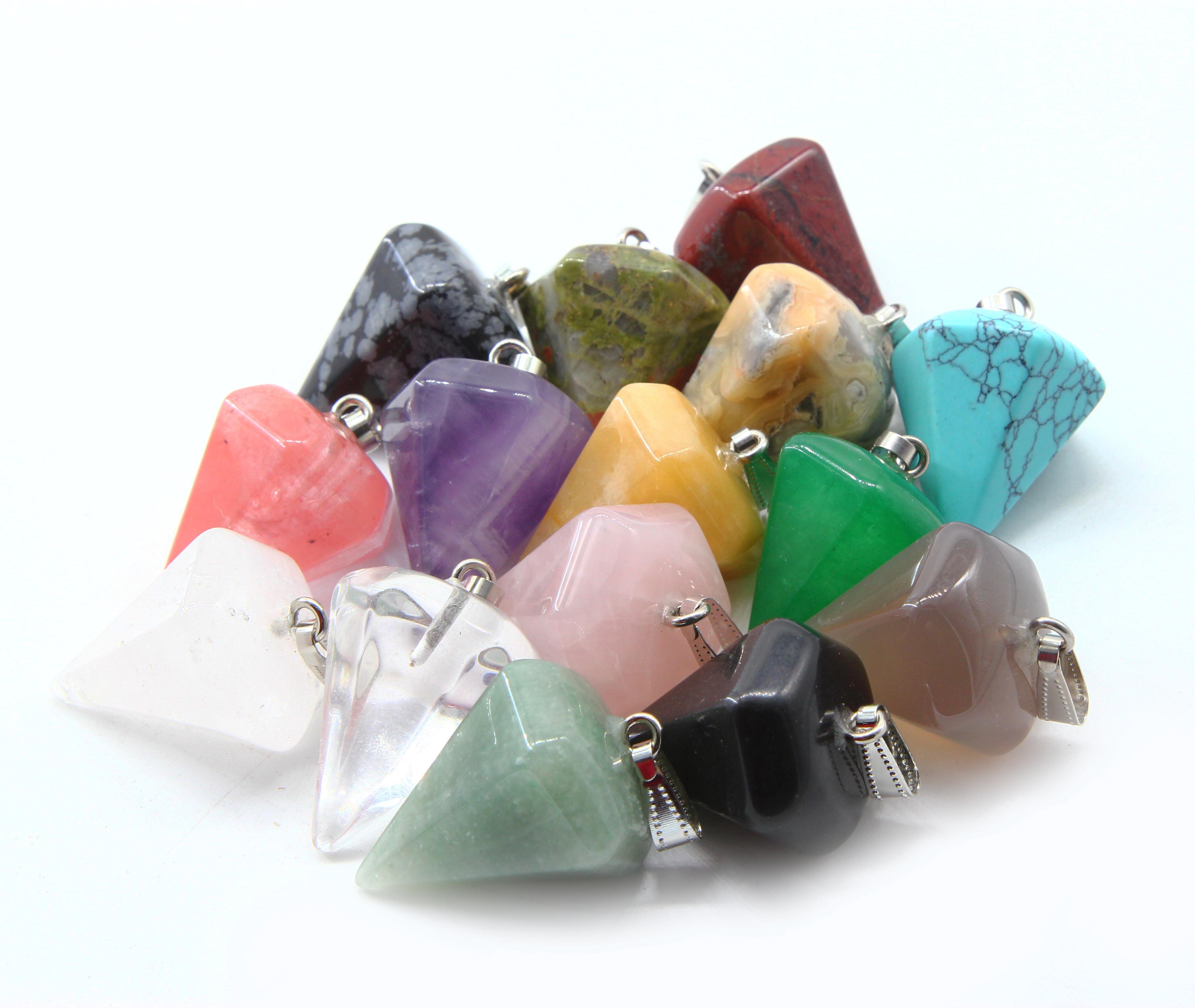 天然珍贵宝石水晶治疗六角吊坠